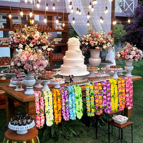 GoodUping 16pcs Hawaiian Leis Party Set with 8 Necklaces and 8 Photo Booth Glasses for Tropical Luau, Summer Beach Birthday, Pool Party Decorations & Favors - size: 16pcs