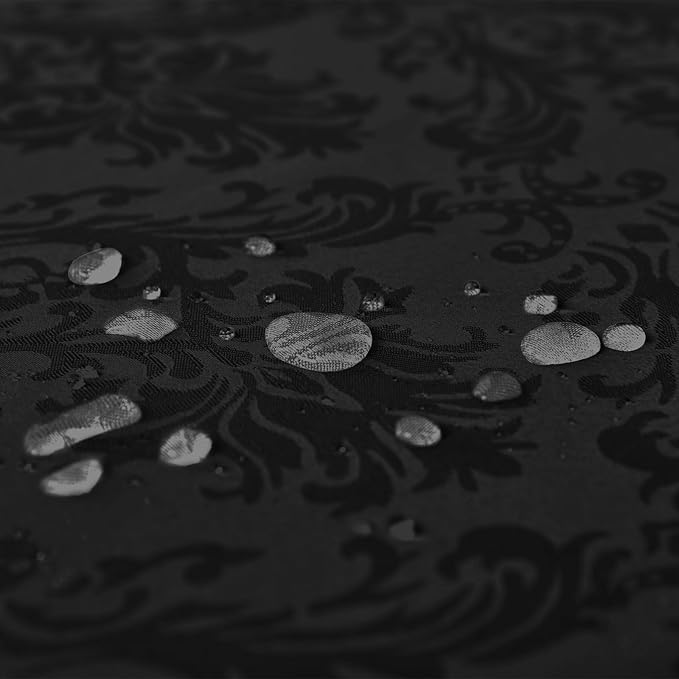 Rectangle Table Cloth - 52 x 70 Inch Black Jacquard Tablecloths Damask Design Spillproof Wrinkle Resistant Shrinkproof Soft Tablecloth Polyester Oblong Table Cover for Kitchen Dinning Party Tabletop