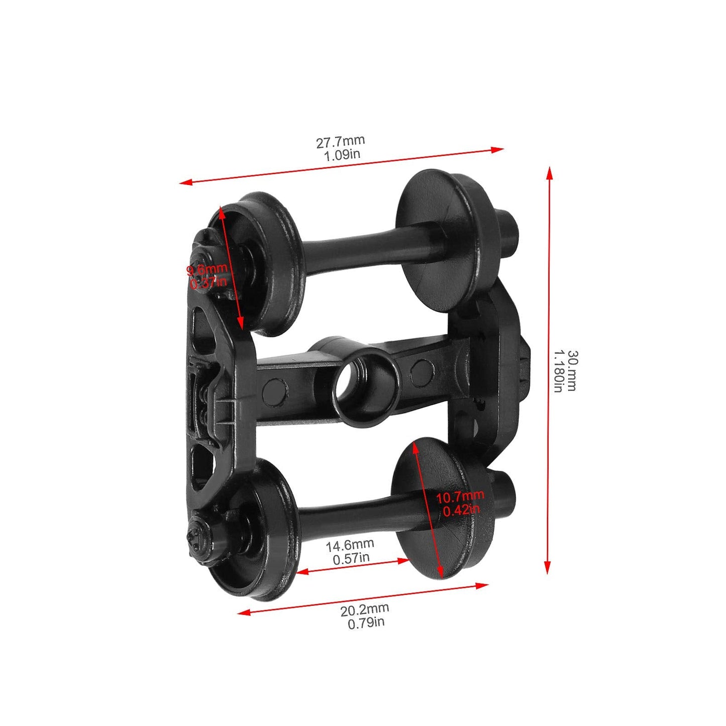 Evemodel 12pcs Model Train Bogie with Plastic Wheels 1:87 HO Scale 33" Model Railway Accessories (Style A)