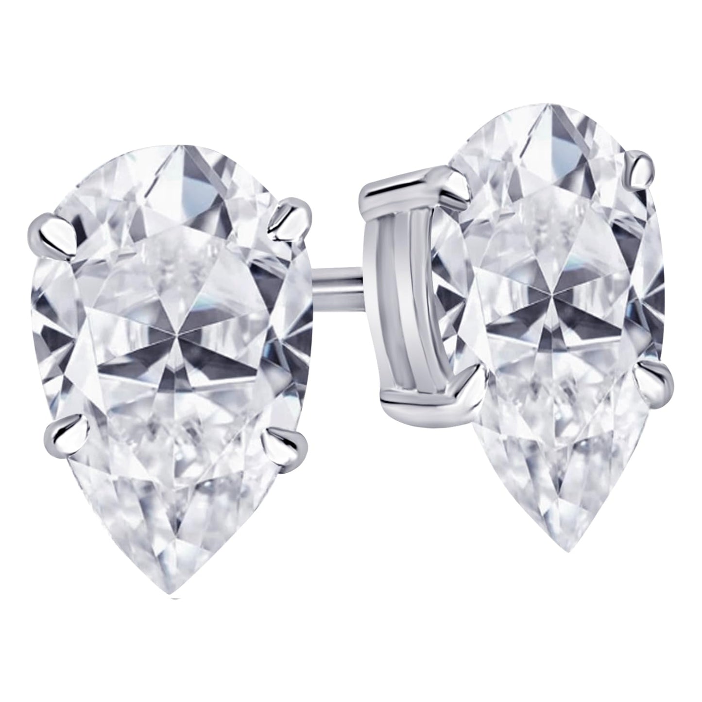 Platinum 0.5 Carat Pear Shape LAB GROWN Diamond IGI Certified Stud Earrings for women 4 Prong Push Back (E/F Color VS2/SI1 CLARITY)