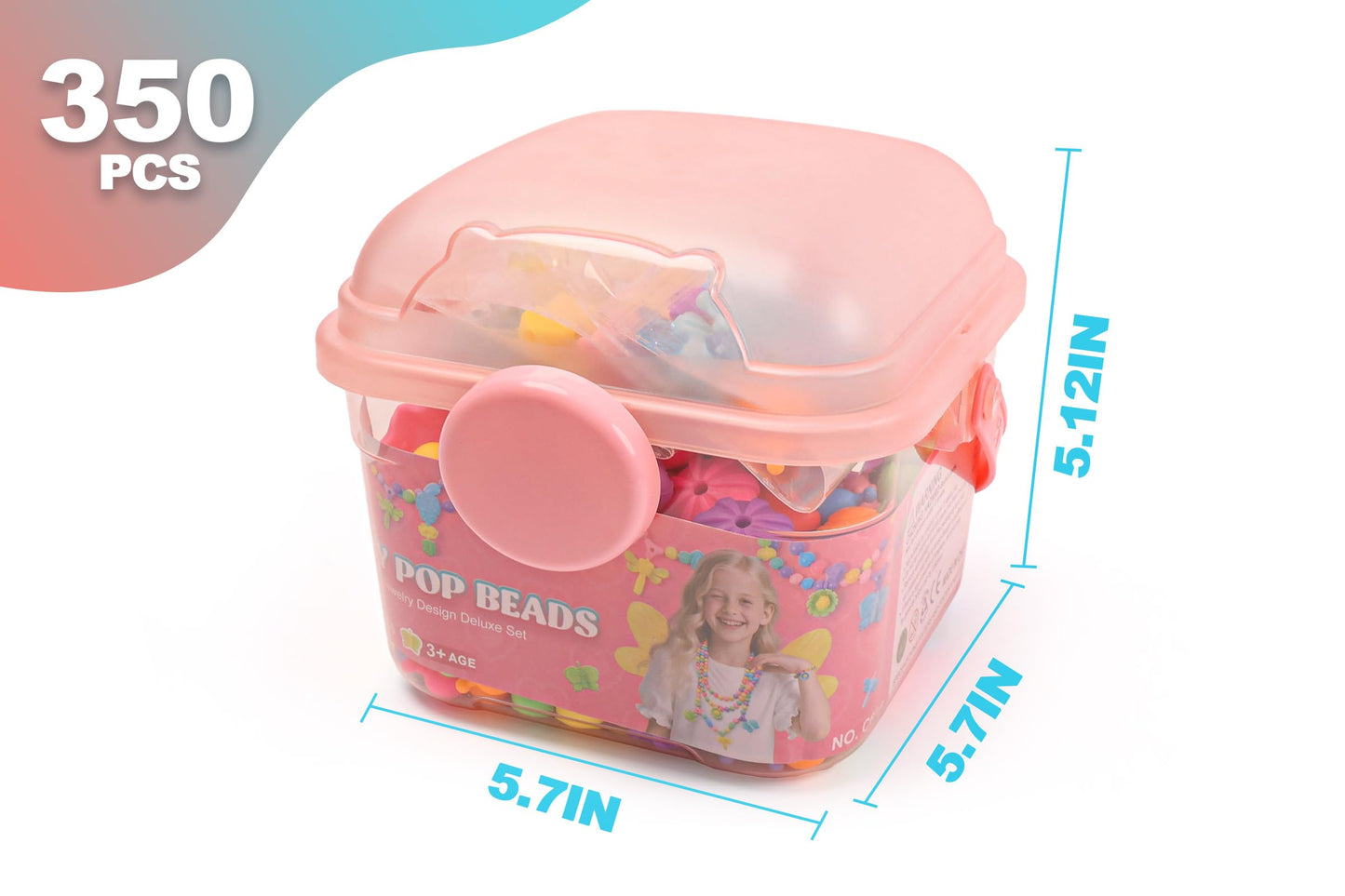 BIRANCO. Deluxe Beading Set with 350+ Pop Beads Include Butterfly, Bee, Dragonfly with Transparent Wings, and Ladybug Jewelry Making Kit for Kids Ages 3-8