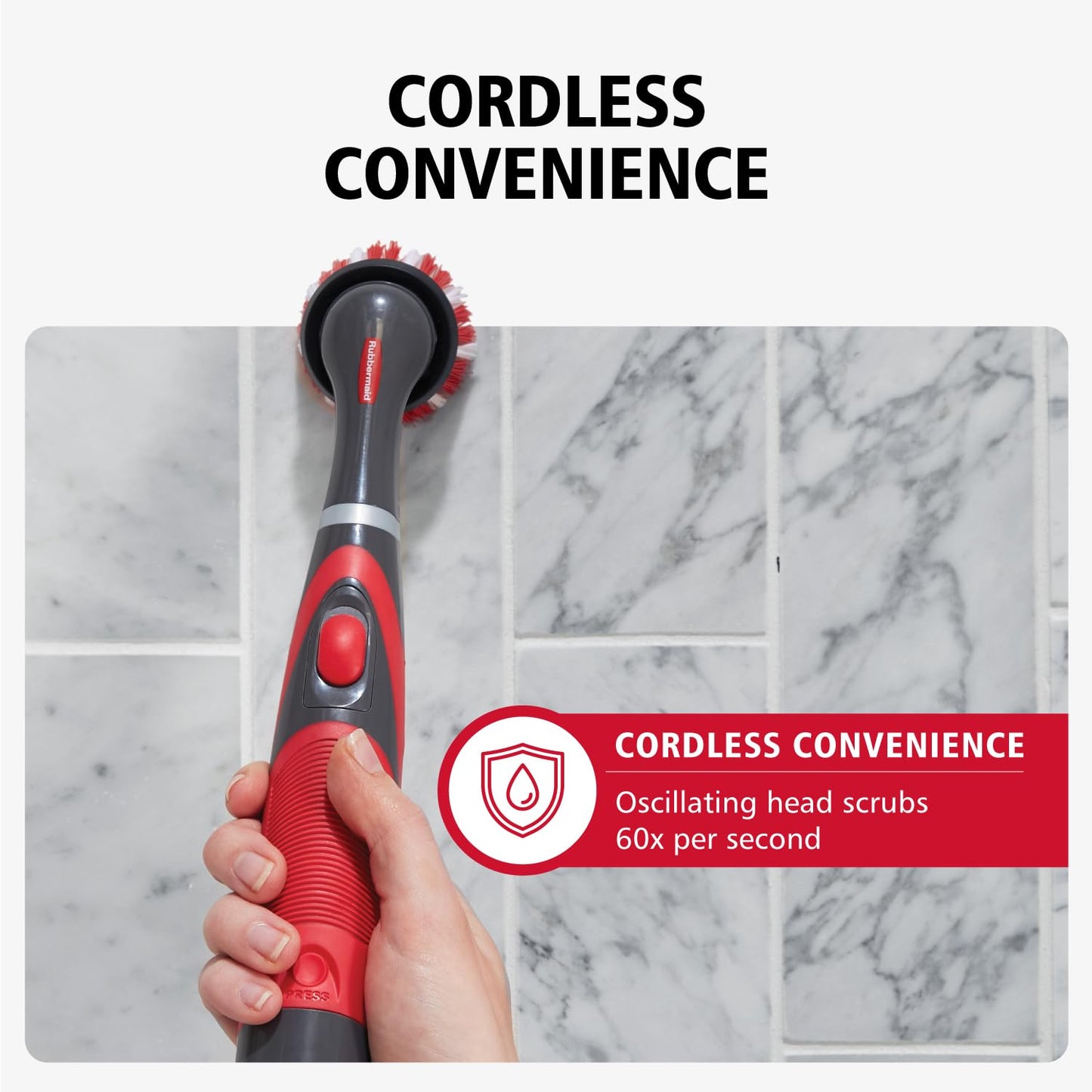 Rubbermaid Reveal Power Scrubber 18-Piece Kit, Cordless Electric Battery Powered Scrub Brush, Water Resistant, for Home/Kitchen/Bathroom/Grout/Tile/Shower/Tub