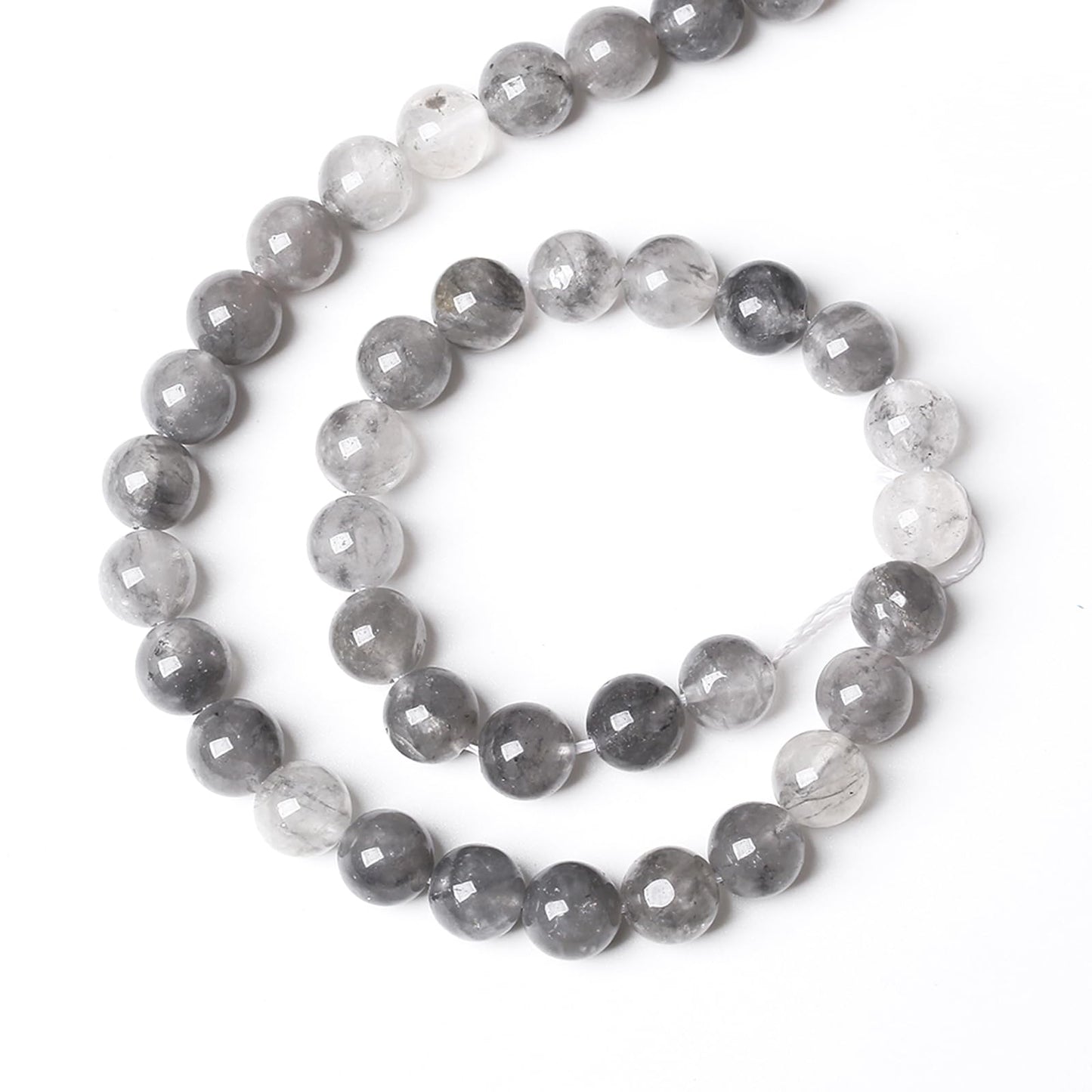 45pcs 8mm Natural Grey Cloud Crystal Stone Beads for Jewelry Making Energy Healing Power Stone Beads DIY Bracelet Necklace Accessories 15"(8mm, Grey Cloud Crystal)