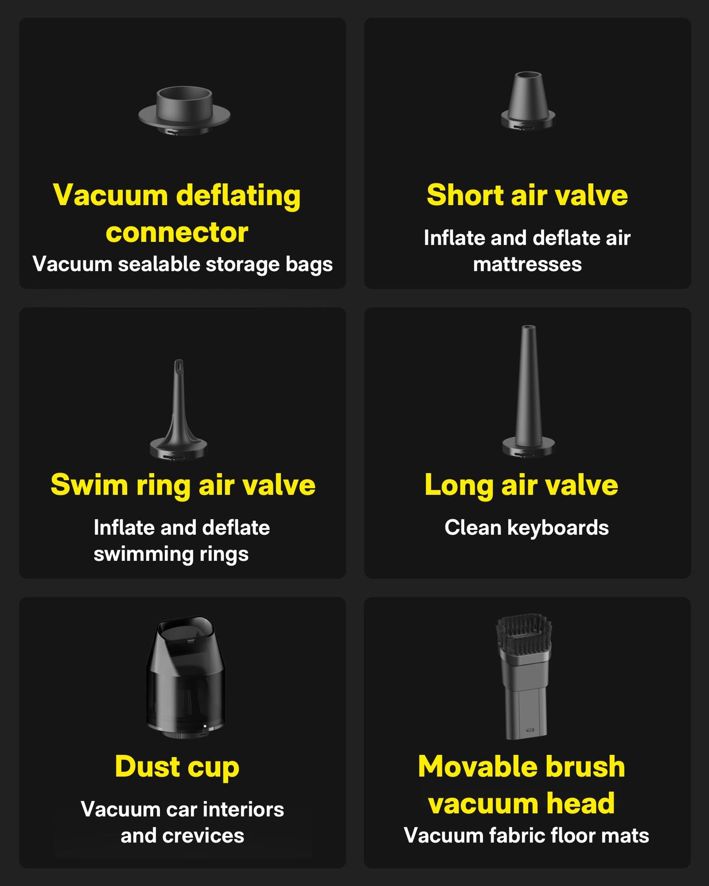 HOTO Handheld Vacuum Cleaner Cordless, Desk Vacuum Cleaner Compressed Electric Air Duster 15000Pa Suction, 4-in-1 Portable Vortex Vacuum Dust Buster Air Blower for Computer, Keyboard, Coffee Grounds