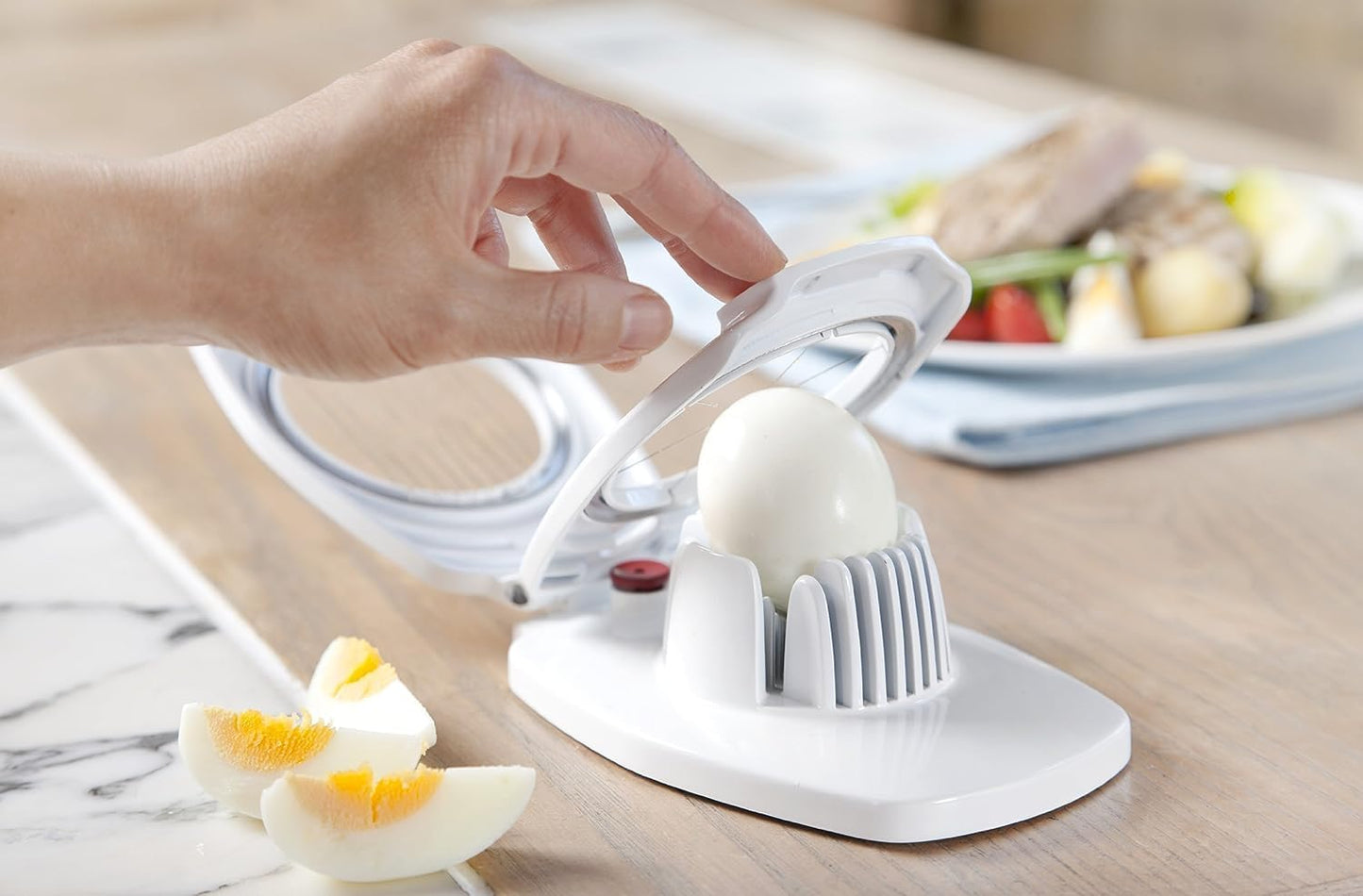 ZYLISS Egg Slicer - Non Slip, Egg Cutter and Wedger with Built in Shell Piercer