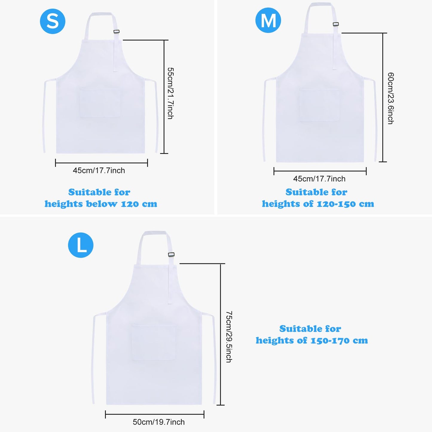 SINLAND Kids Apron with Pocket 2 Pack Adjustable Children Chef Apron for Cooking Baking Painting (M: 6-12 Years)