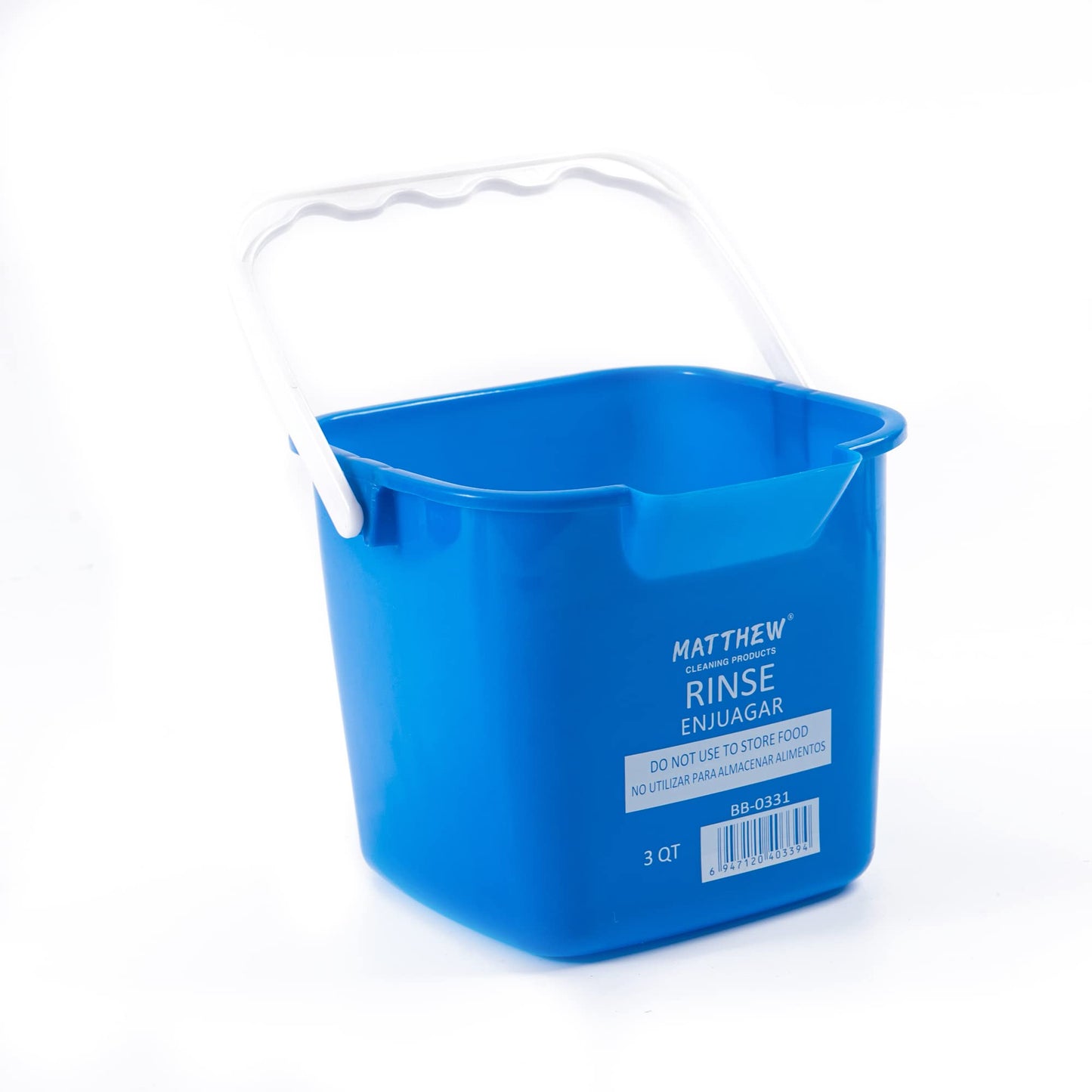 Matthew Detergent&Sanitizing Cleaning Bucket 3 Quart Plastic Pail,Set of 12 Square Containers,Built-in Spout w/Handle,Wash Rinse Sanitize Handwash Bucket for Home Office Commercial Restaurant (Blue)