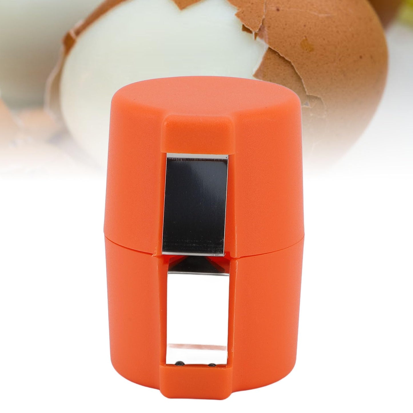 Denash 2025 New Egg Shell Opener,Egg Cracker Tool for Hard Boiled Eggs,Stainless Steel Eggshell Breaker,Handheld Egg Seperator Tool for Kitchen Restaurant (Orange Red)