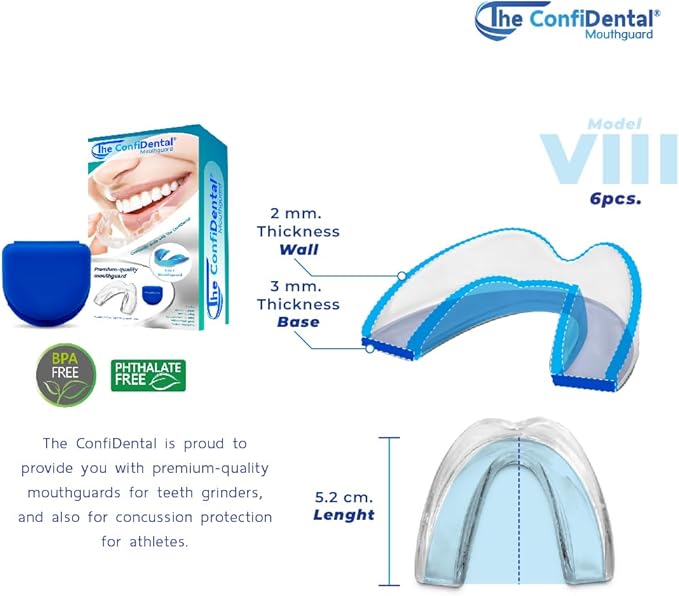 The ConfiDental Mouth Guard for Grinding Teeth at Night - Model for Small Mouth Pack of 6 Moldable Dental Night Guards for Teeth Grinding and Clenching Teeth Grinding Mouth Guard for Sleep
