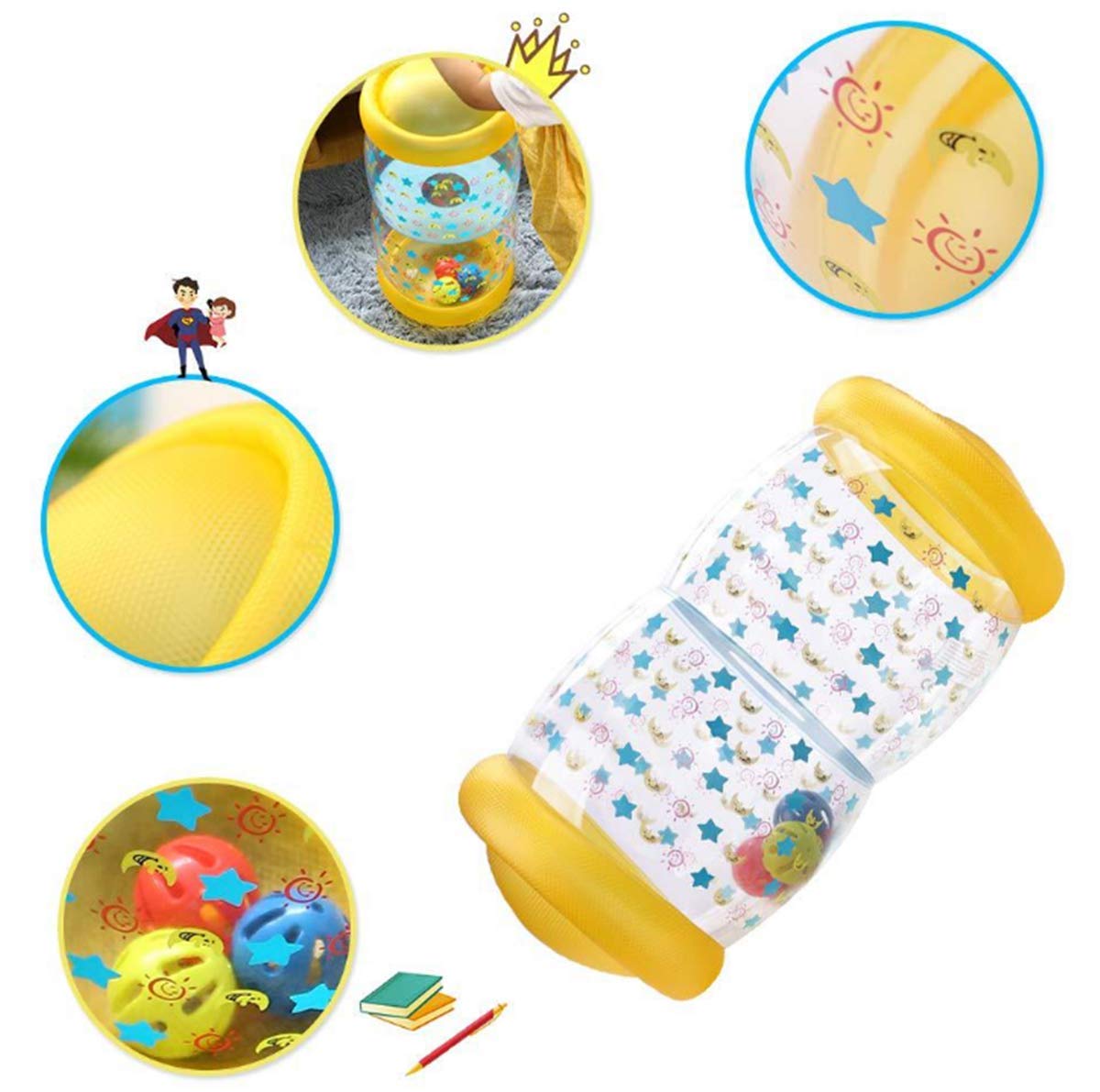QINGBAO Baby Crawling Toy Fitness Toys Exercise Your Baby's Hearing and Touch Exercise Your Baby's Muscles and Coordination (Yellow)