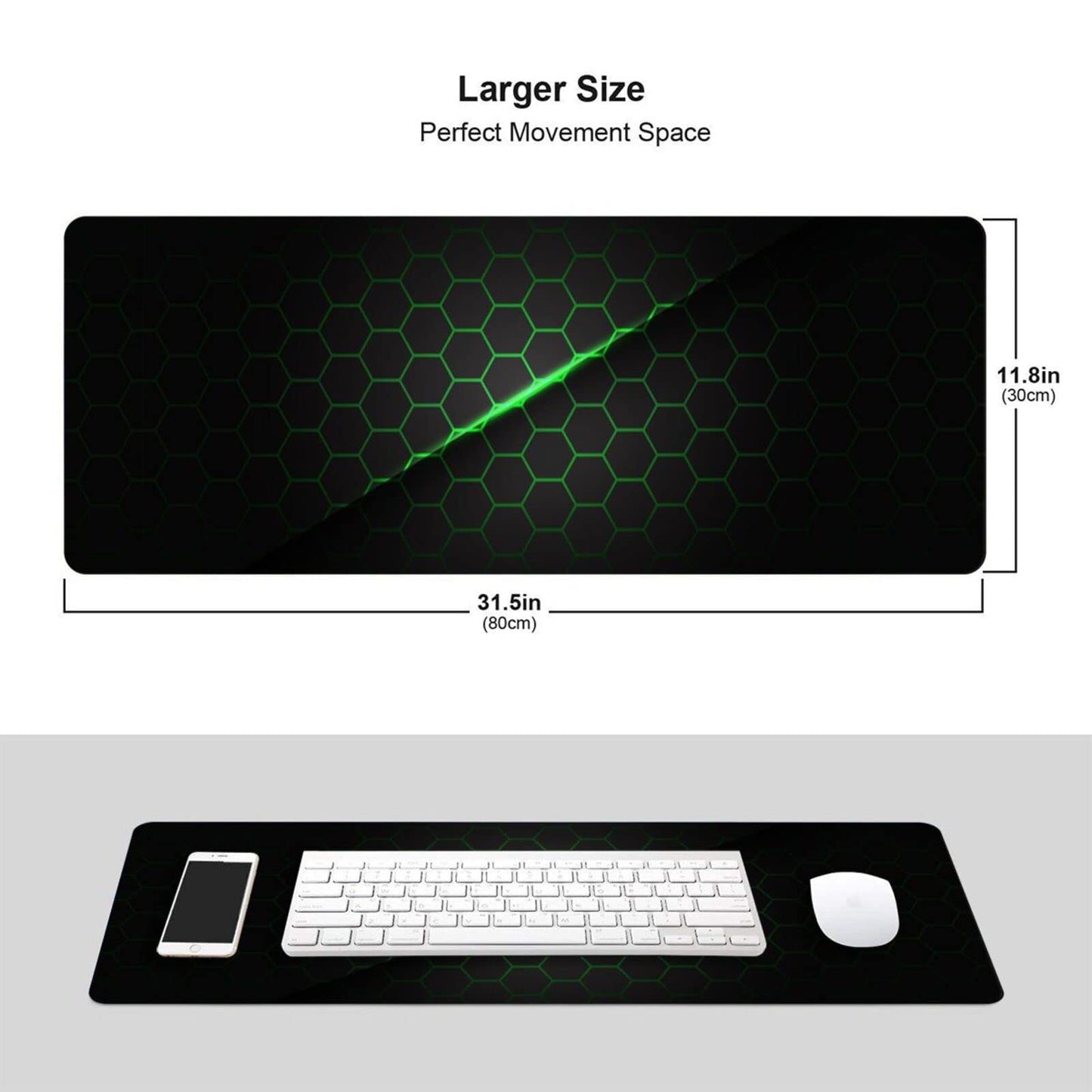 Abstract Green and Black Cool Futuristic Mouse Pad Gaming XL Large Mousepad Desk Mat Long Extended Big Keyboard Pads Table Accessories for Gaming and Office Pc Laptop Computer 31.5 X 11.8 Inch