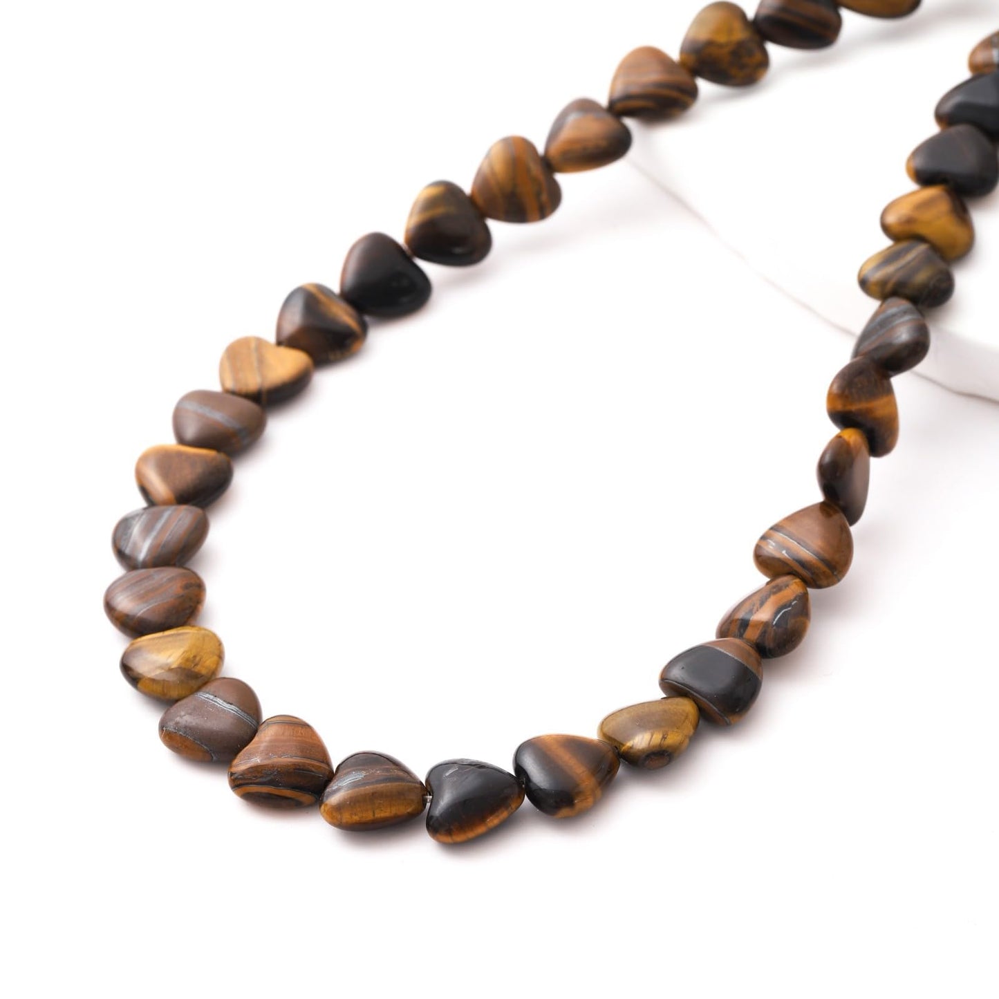 Natural Heart Shaped Tiger Eye Stone Beads 10mm Loose Crystal Healing Beads for DIY Necklace Bracelet Making Gemstone Craft Supplies