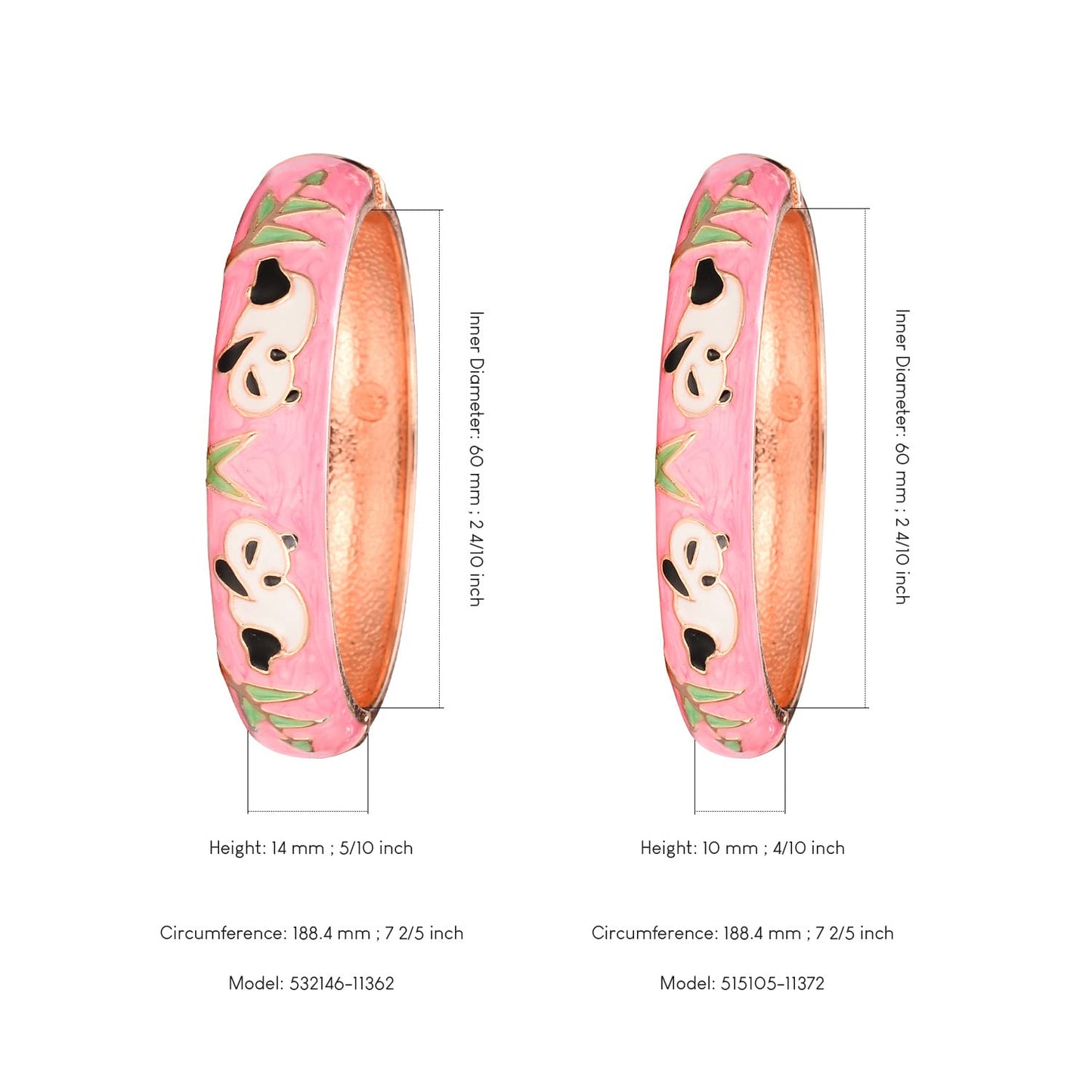 UJOY Cloisonne Bangles Gorgeous National Floral Panda Set Enameled Plated Handcrafted Bracelets Jewelry Gifts 55C43 Panda Pink