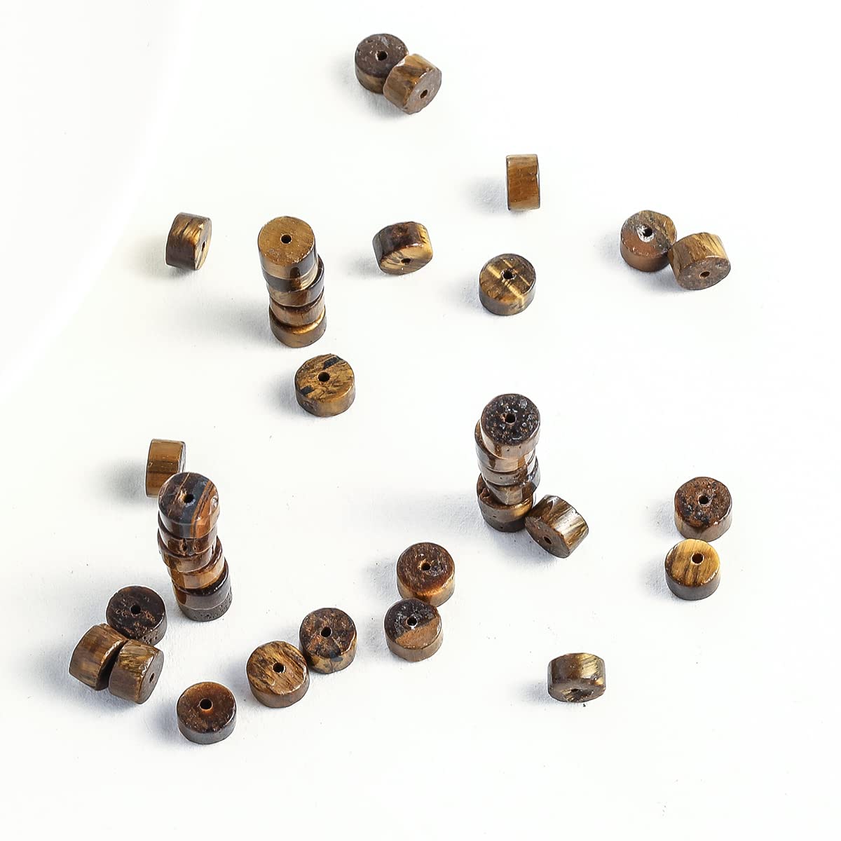 Natural Yellow Tiger Eye Stone Spacer Beads 6x3mm 38cm/str Flat Round Loose Semi Gemstone Caps for Making Bracelets Necklace