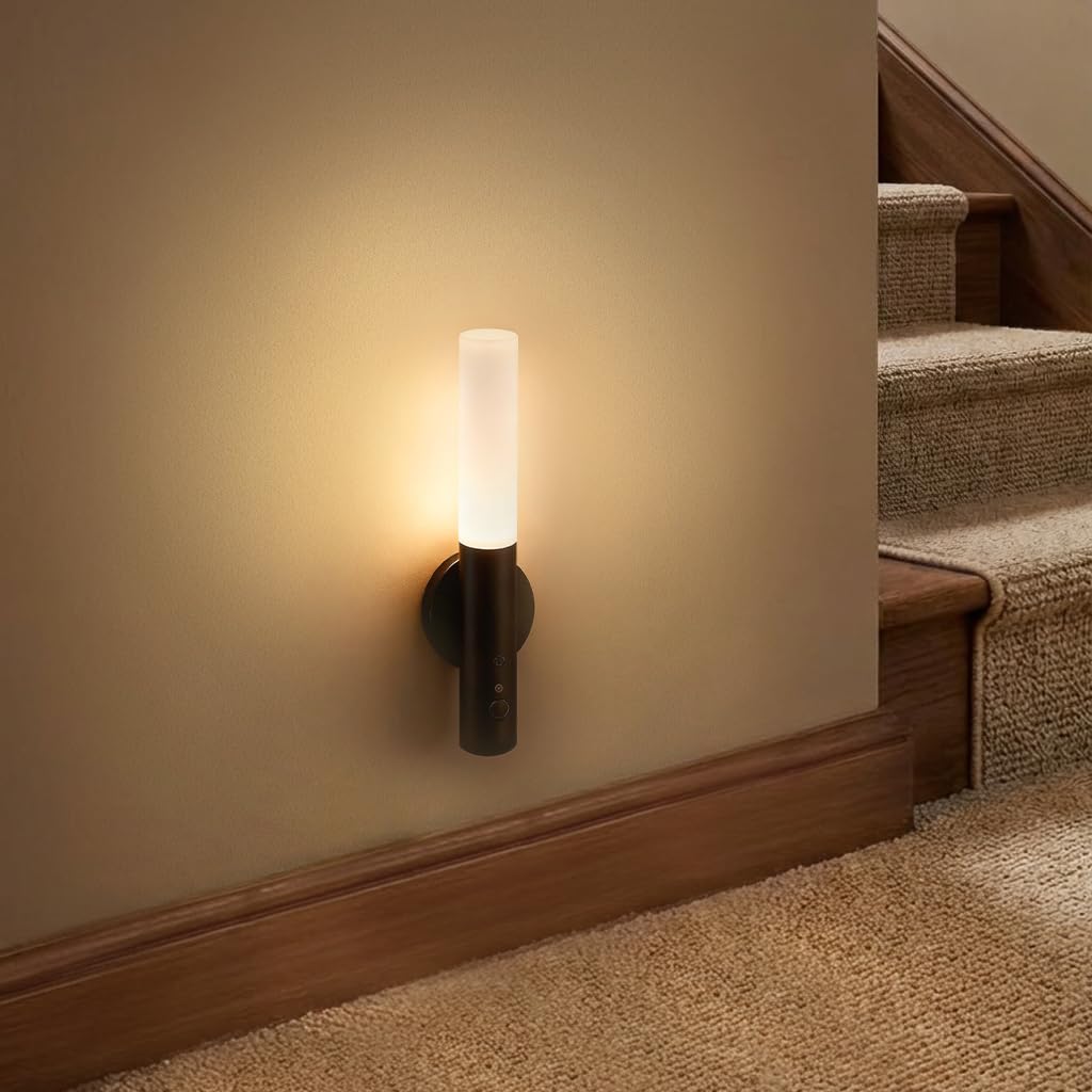 Haloak Motion Sensor Night Lights Indoor, Dimmable Lighting Decor for Stair, Bedroom, Kids Room,Magnetic Hallway Rechargeable LED Wireless Battery Operated Wall Sconce