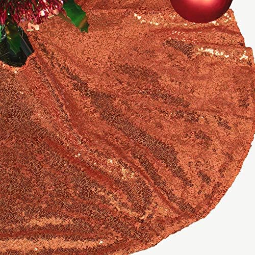 AMZLOKAE Sequin Tree Skirt - 36 Inch Orange Sparkle Tree Skirt Kit for Christmas, Halloween, Xmas & Holidays