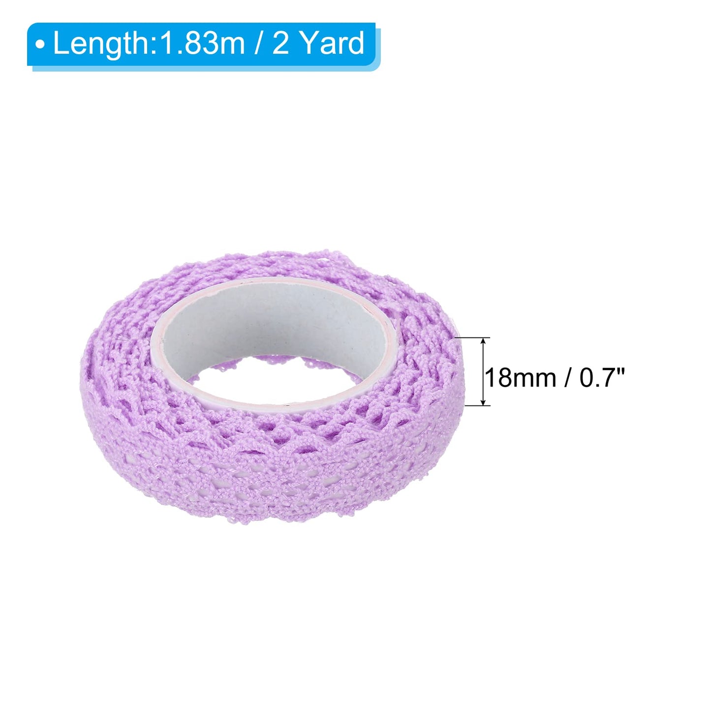 PATIKIL 0.7" Wide 2 Yards Self-Adhesive Lace Tape Lace Ribbon, 2 Pack Cotton Washi Trim Sticker Masking for Craft Scrapbooking DIY Card Making, Light Purple