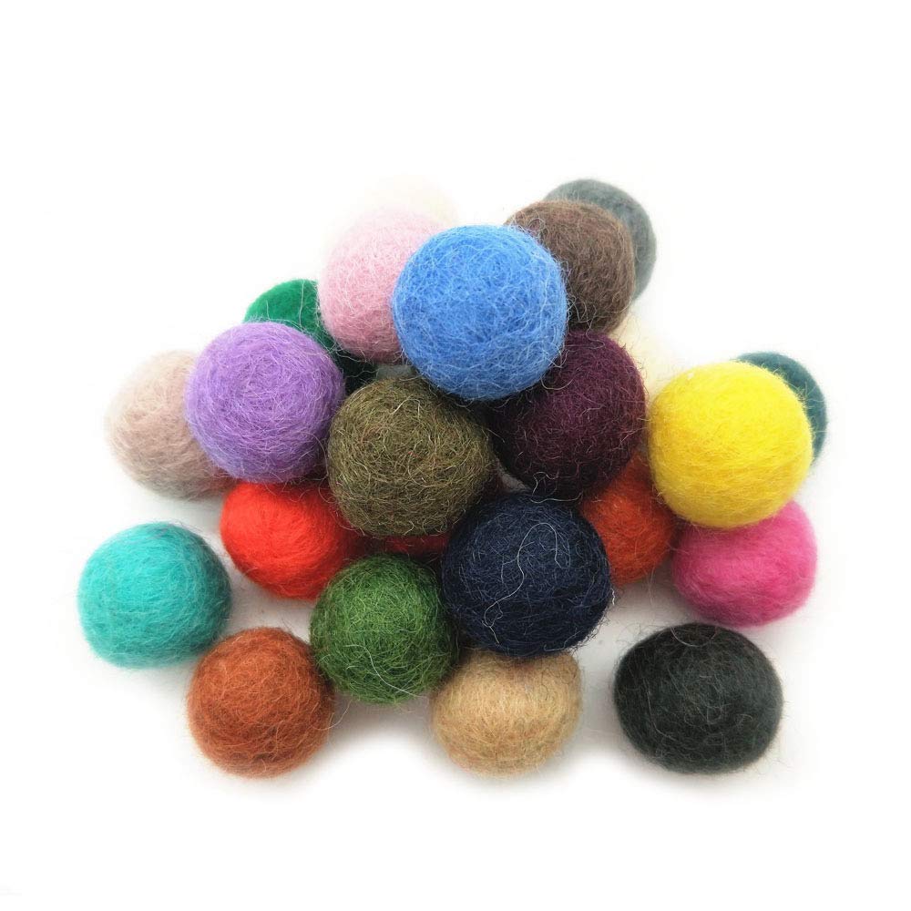 Felt Wool Beads Balls Pom Pom Handmade DIY for Craft Dream Catcher Pompom Home Decor Nursery Party Props (ArmyGreen 20mm 30pcs)