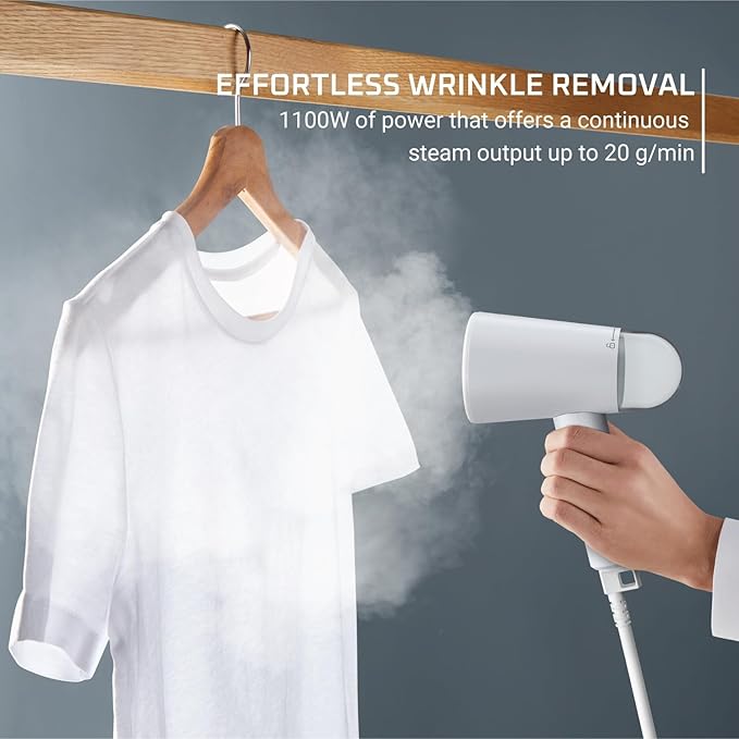 Rowenta Mini Travel Steamer for Clothes, Portable Handheld Steamer with 2.3 Oz Tank, Foldable, 1100 Watts, Ironing, Travel Essentials, Green, DR1014