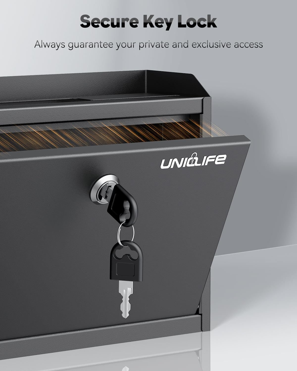 Uniclife Wall Mounted Mailbox with Key Lock & Newspaper Holder, Suggestion Box with Top Slots, Key Drop Box, Safe Lock Box, Metal Donation Box, Ballot Box for Office Business Activity