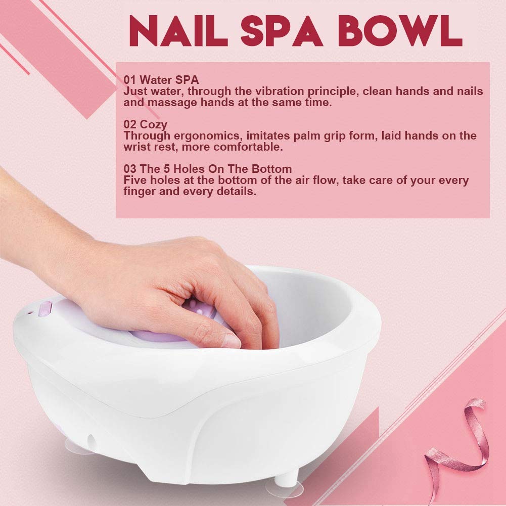 Electric Bubble Nail Soaking Bowl for Nail SPA with Air Bubble Vibrational Massage Nail Polish Remover for Soak Soothing Relaxing Manicure Machine Soften Cuticles