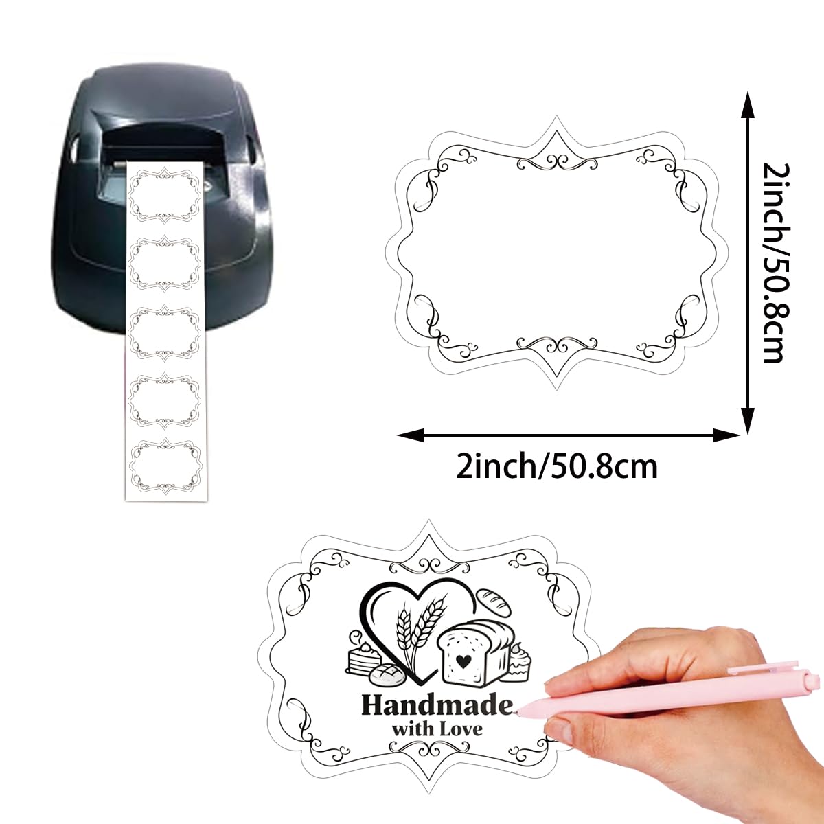 2 inch Direct Thermal Labels 500 Pcs Irregular Shape Blank Printer Christmas Thermal Stickers of Freezer Storage Pantry Organization Kitchen Container Food Jar Identification Home Office Supply