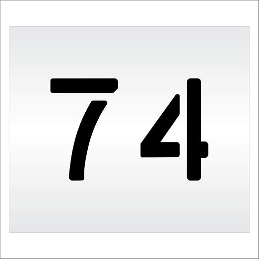 Pavement, Curb, and WheelStop Stencils - 6 inch Double Number Stencil - (74) - 6" x 9" x 1/8" (128 mil) - Pro-Grade