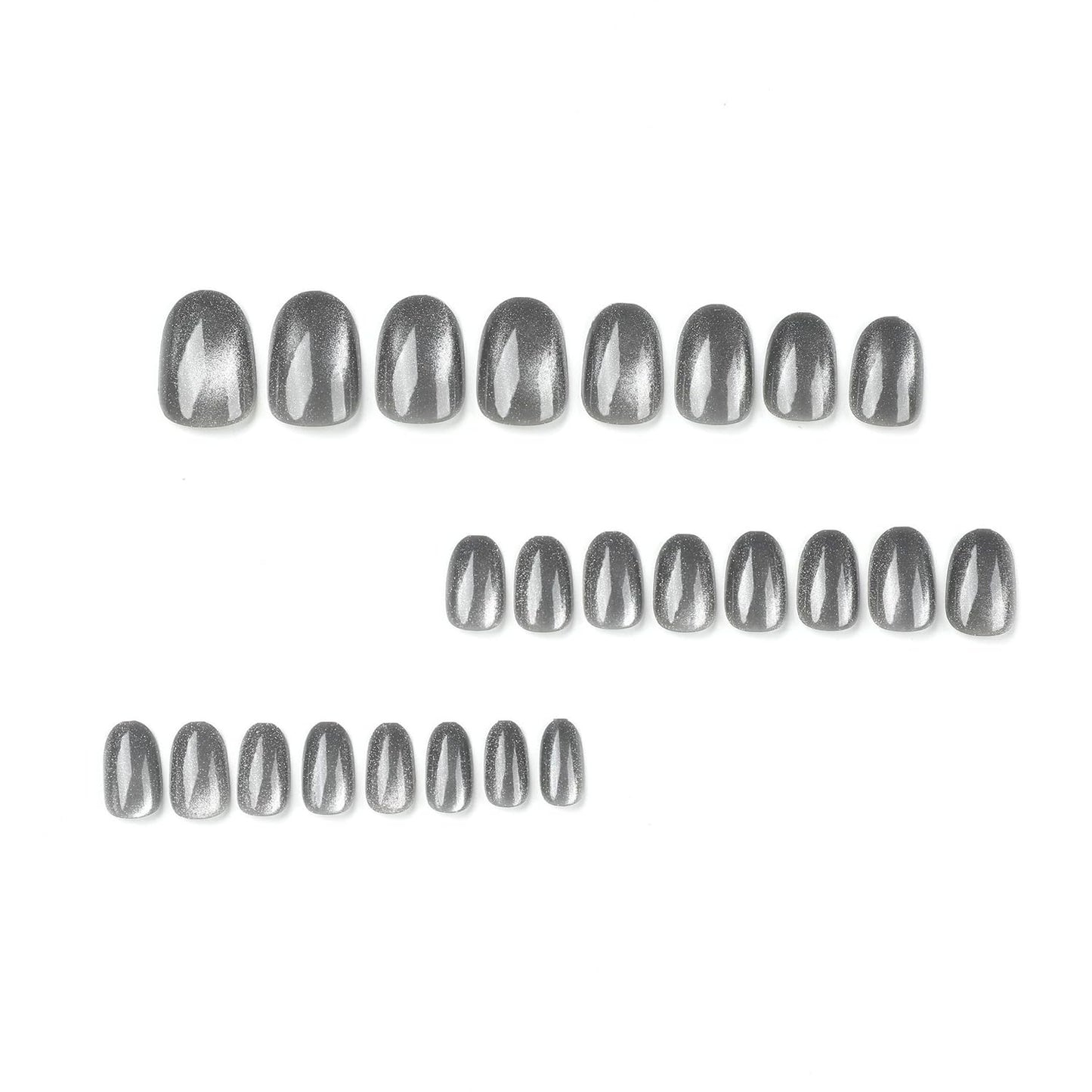 24Pcs Glitter Press On Nails Short Square Grey Fake Nails Press Ons With Glitter Design False Nails Glossy Reusable Stick On Nails Full Cover Grey Acrylic Glue On Nails For Women Nail Decor