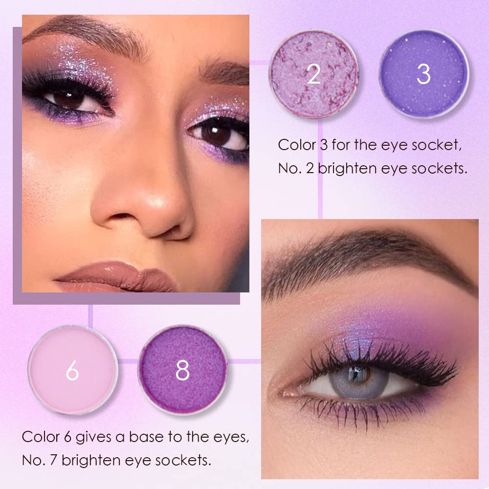 Waterproof 9-Color Shimmer & Matte Eyeshadow Palette – Long-Wearing, Highly Pigmented Glitter Powder with Matt Pink & Shiny Purple Shades.paleta de sombras