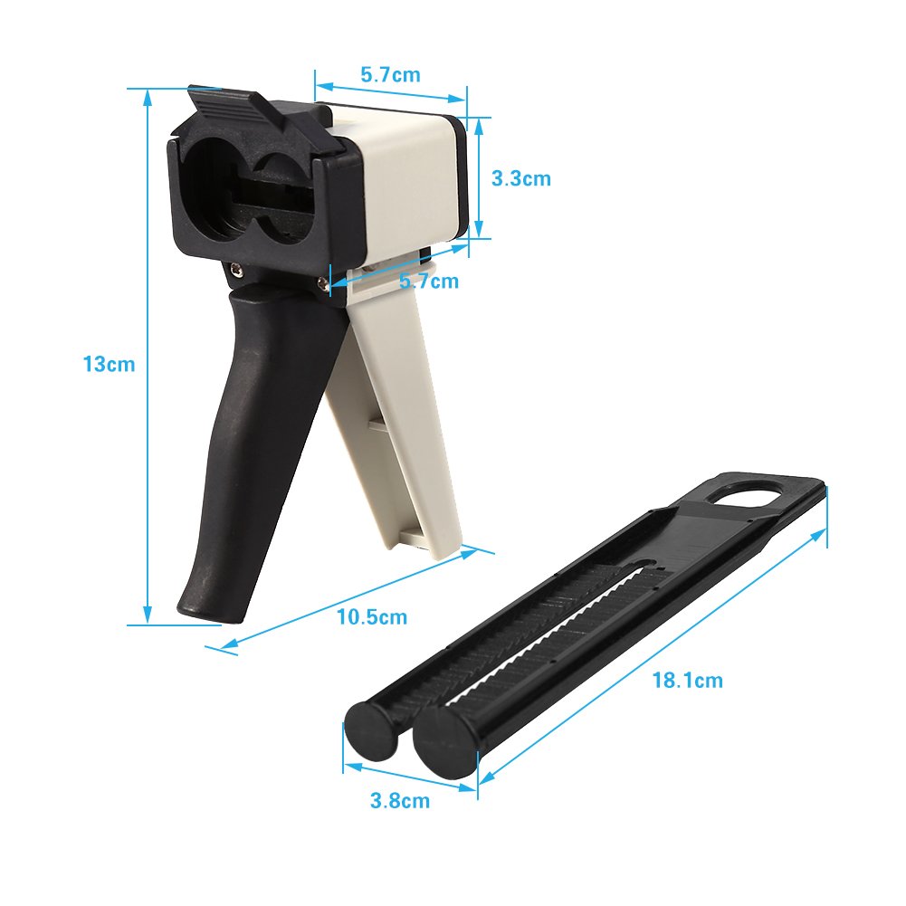 Dispenser Gun Kit, 50ml Adhesive Cartridges Gun Impression Mixing Dispensing Gun Solid Epoxy Gun for 1:1/2:1 Cartridge Mixing Dispenser Delivery Caulking Gun