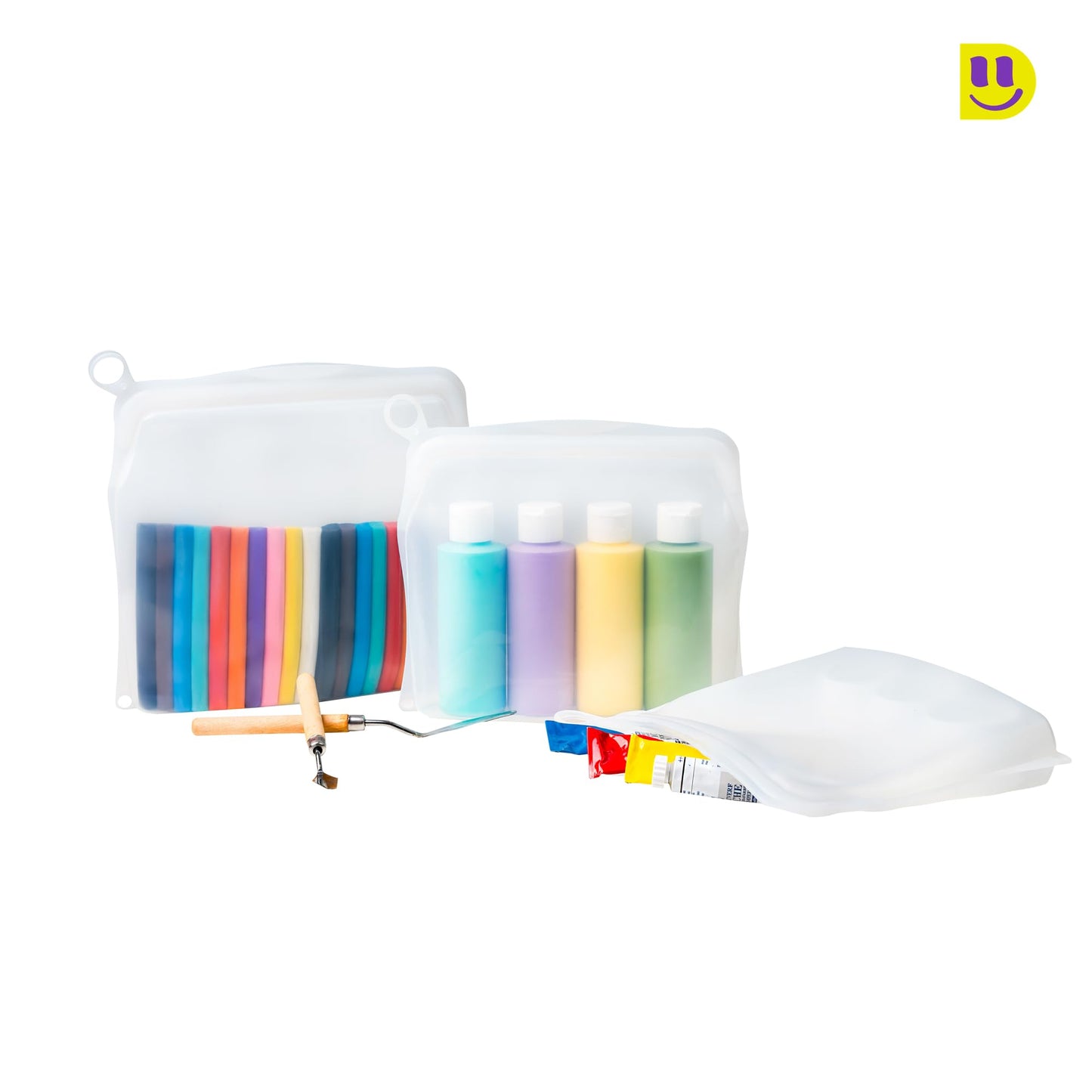DETOIITO [3 Pack] Reusable Silicone Bags + Measuring Spoons Set - Large, Medium, Small Stand Up Food Storage - Leakproof, BPA Free, Dishwasher & Microwave Safe. Thoughtful Mother's Day Kitchen Gift