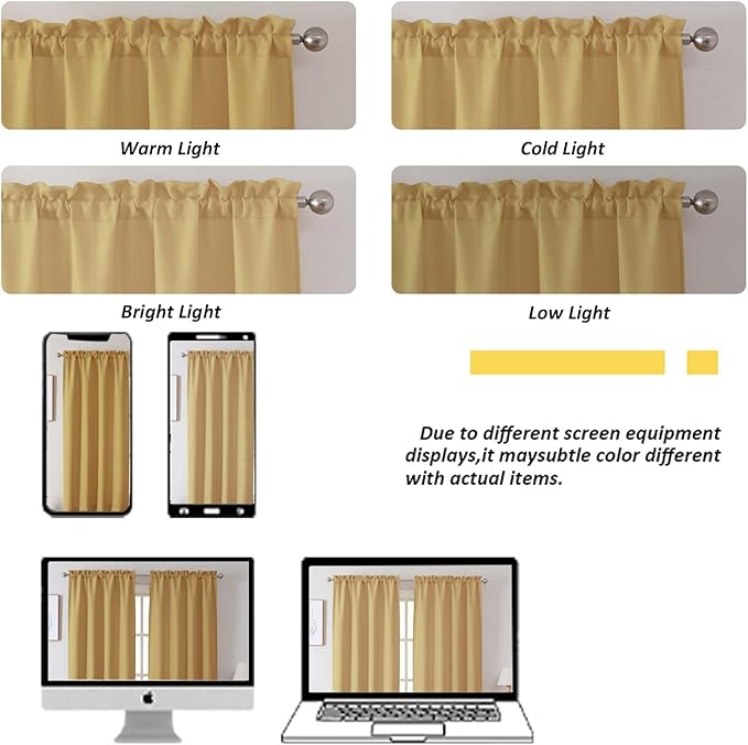 Chyhomenyc Gold Curtains 78 Inch Length 2 Panels Set, Faux Linen Textured Light Filtering Soft Airy Farmhouse Curtain Drapes for Living Room Bedroom, 40Wx78L