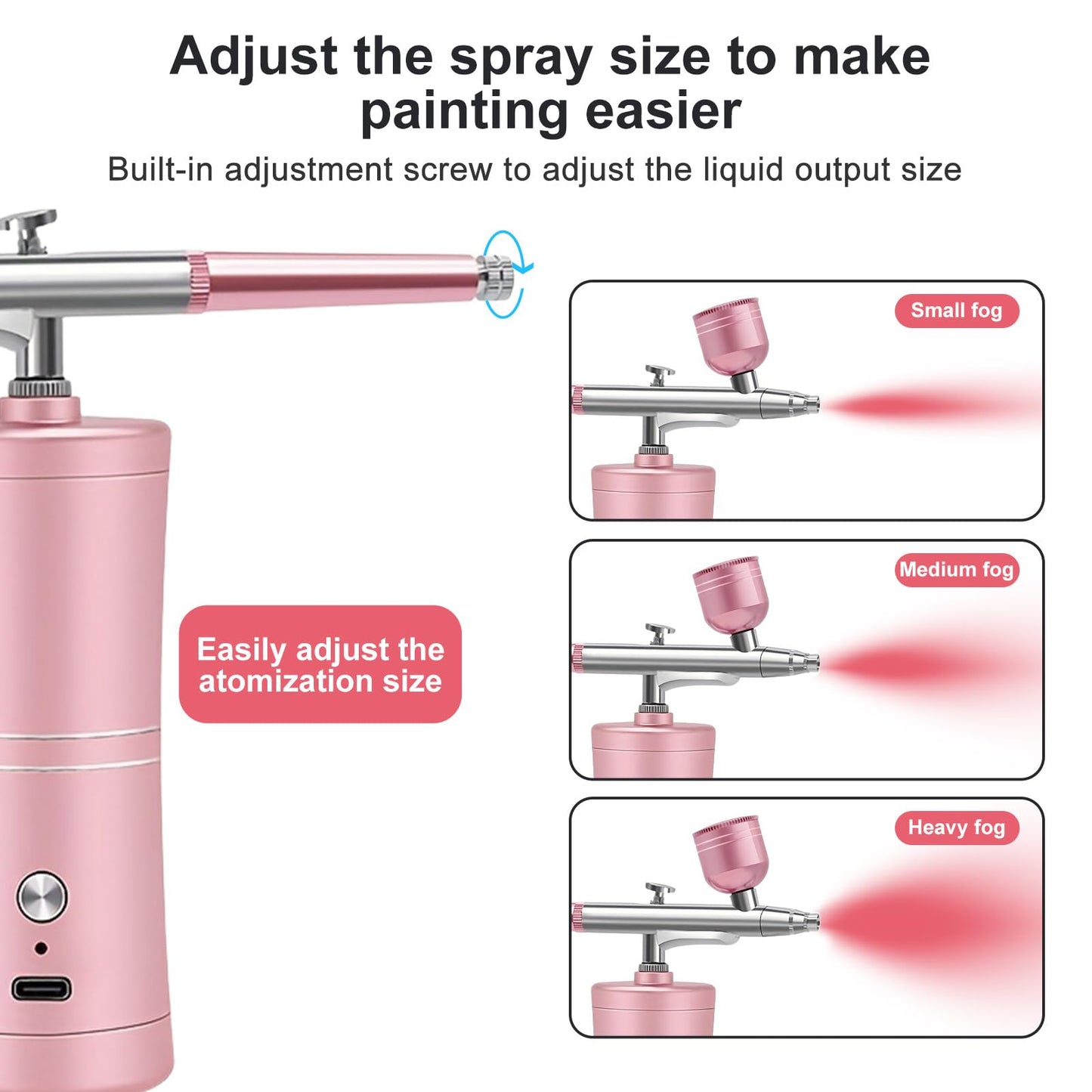ZPSHYD Airbrush Kit Portable Air Brush Kit with Airbrush Compressor Nail Charms Wireless Rechargeable for Barber, Nail Art, Tattoo, Makeup, Model Painting (Pink)