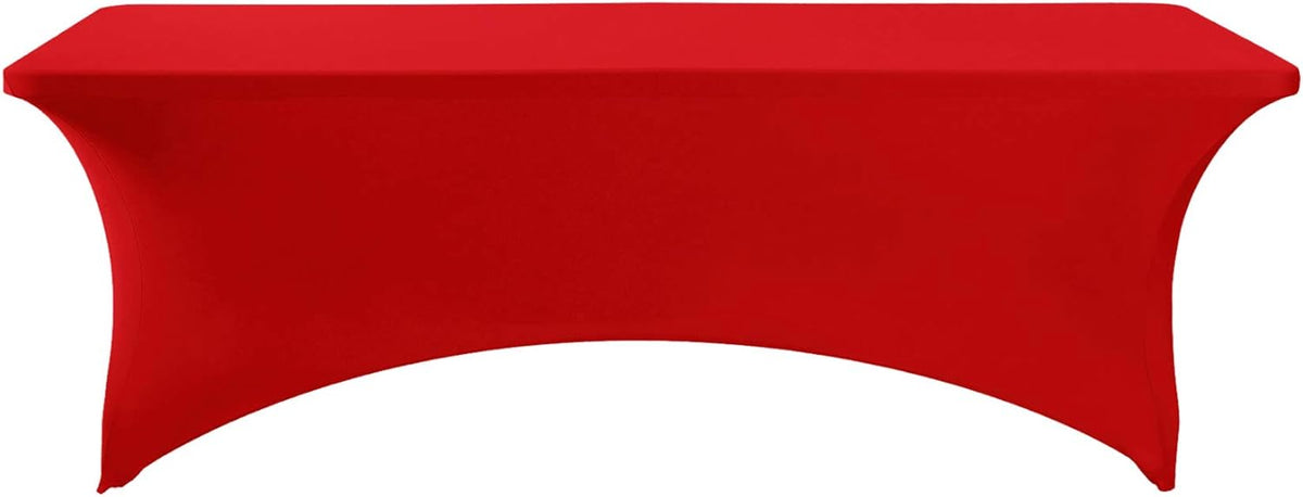 2Pack Spandex Table Cover for 6Ft or 4fT or 8ft Table Universal Fitted Stretch Tablecloth for Party, Banquet, Wedding and Events-Red