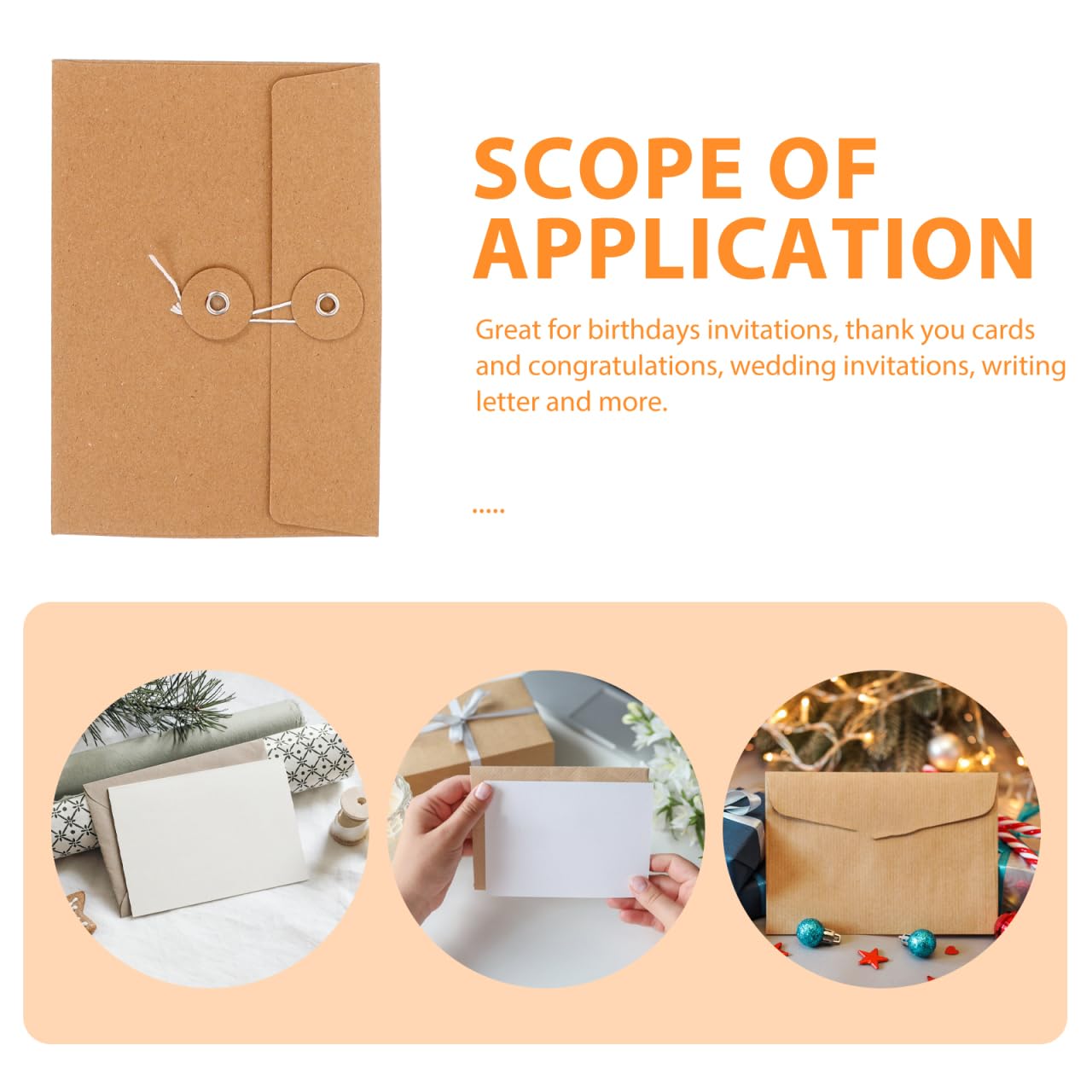 FUNOMOCYA 20Pcs Kraft Paper Wire Organizer Bags with String Tie Document Envelopes for Letters Files Invitations Office File Folder Storage