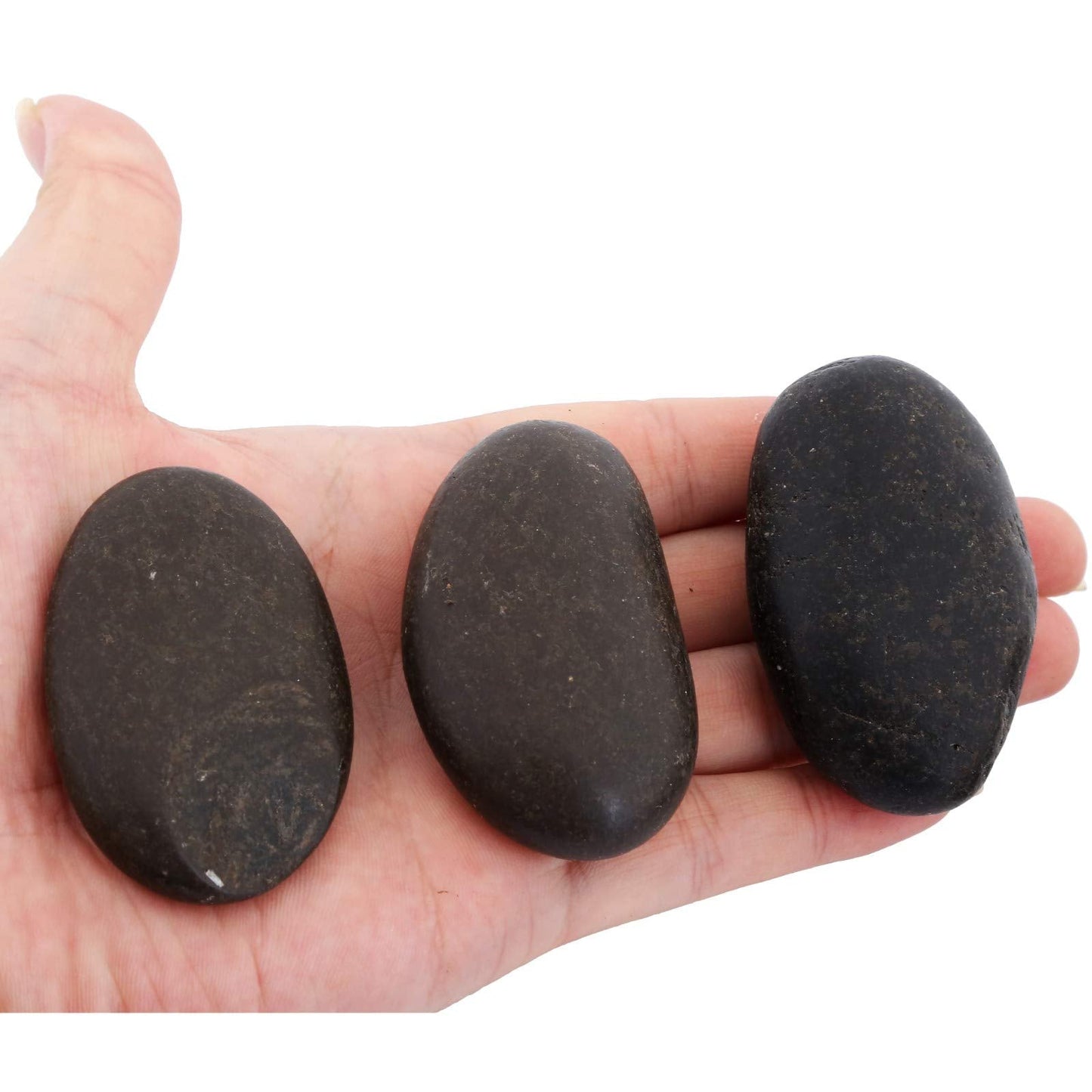 SUNYIK Natural Raw Stones Rough Rock Crystals for Tumbling,Cabbing, Black Pebble Stones, 1pound(About 460 Gram)