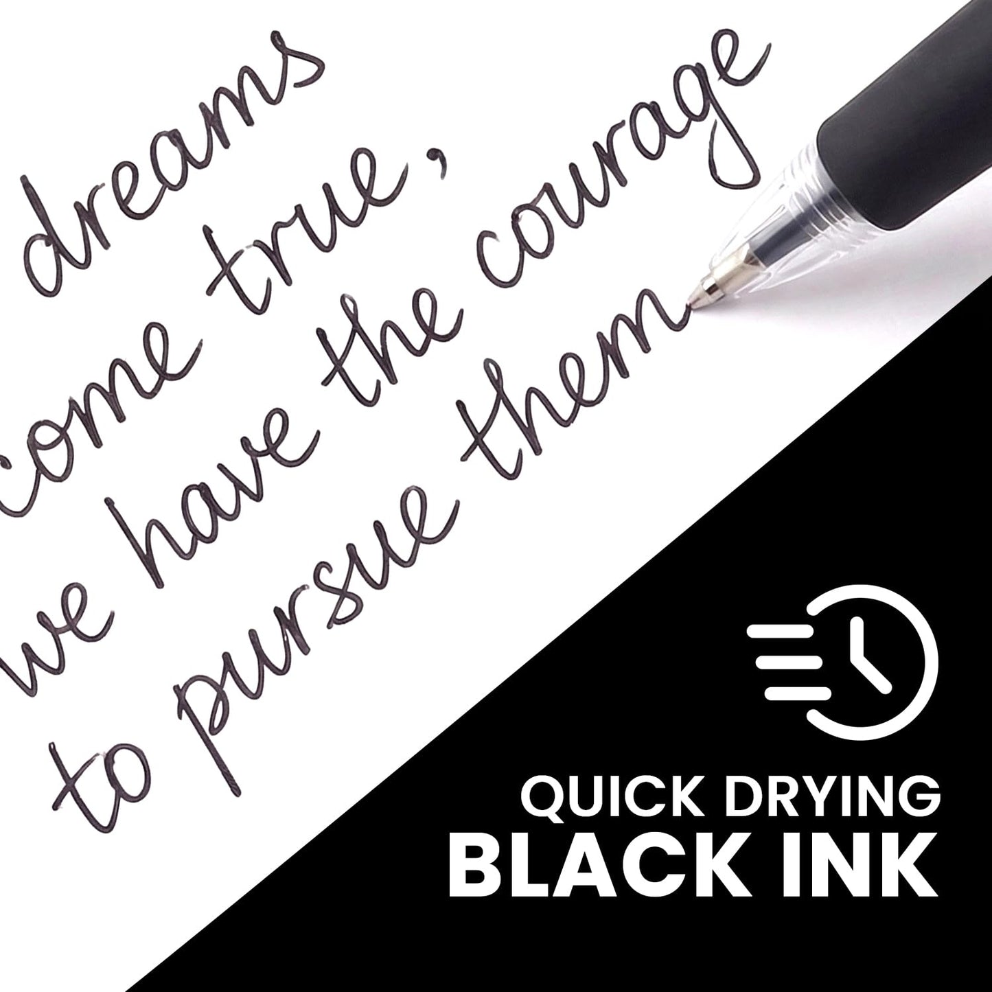 White Bay Retractable Ballpoint Pens Black Ink, Medium Point (1mm), 18-Pack, Refillable, Easy Grip