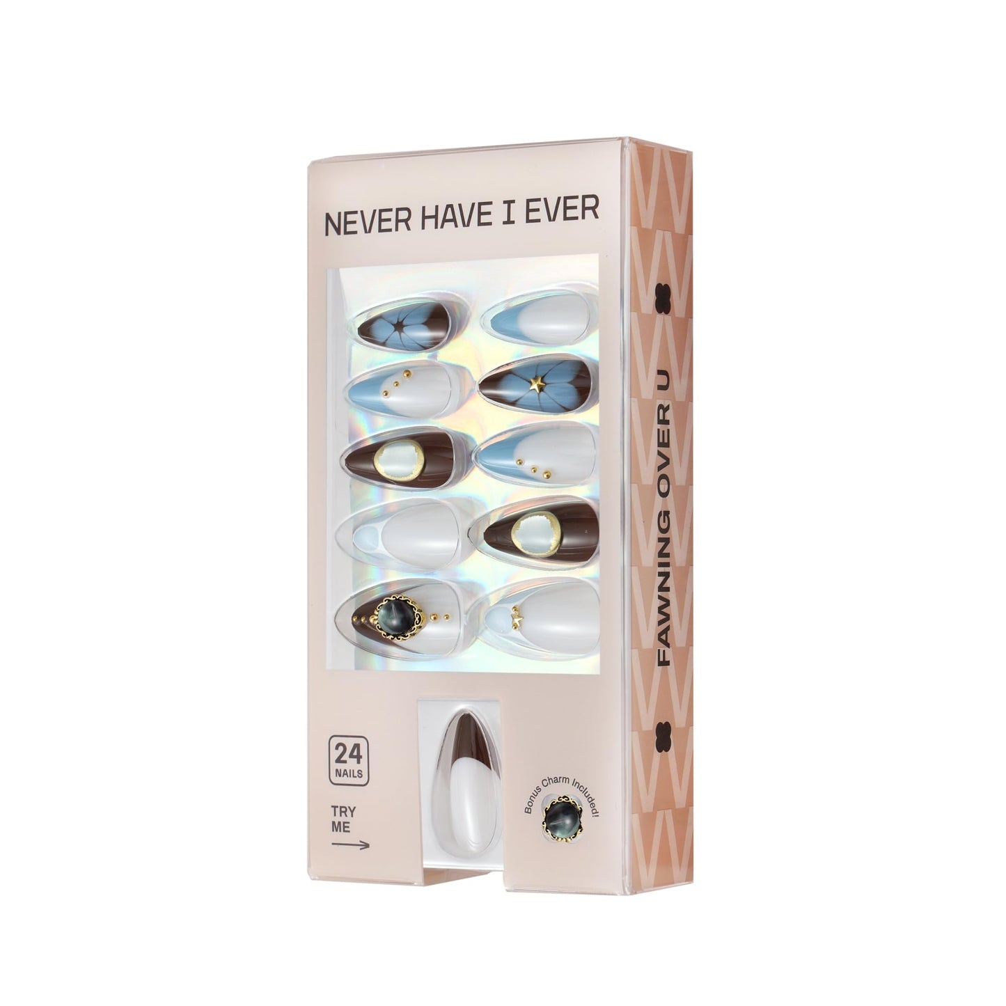 Never Have I Ever FAWNING OVER YOU Short Almond Press On Nails 24 Piece Soft Gel False Nails for Everyday Wear Reusable Comfortable Fit for Women As Seen on Shark Tank