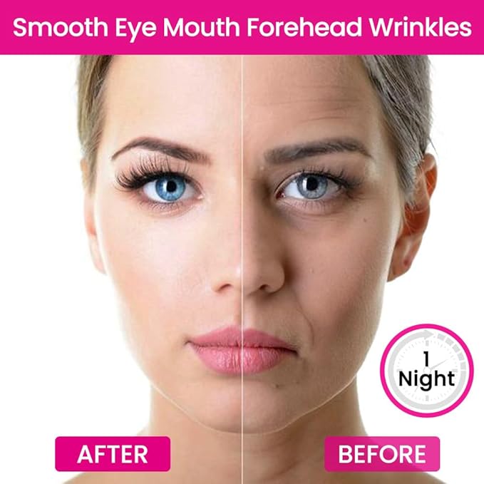 Kaely Wrinkle Patches for Face Overnight, Silicone Scar Tape for Wrinkles Forehead, Smile Line, Face Tape for Wrinkles Overnight Sleeping Lifting Sagging Skin, 128 Pcs (8 Sheets of 16 Patches)