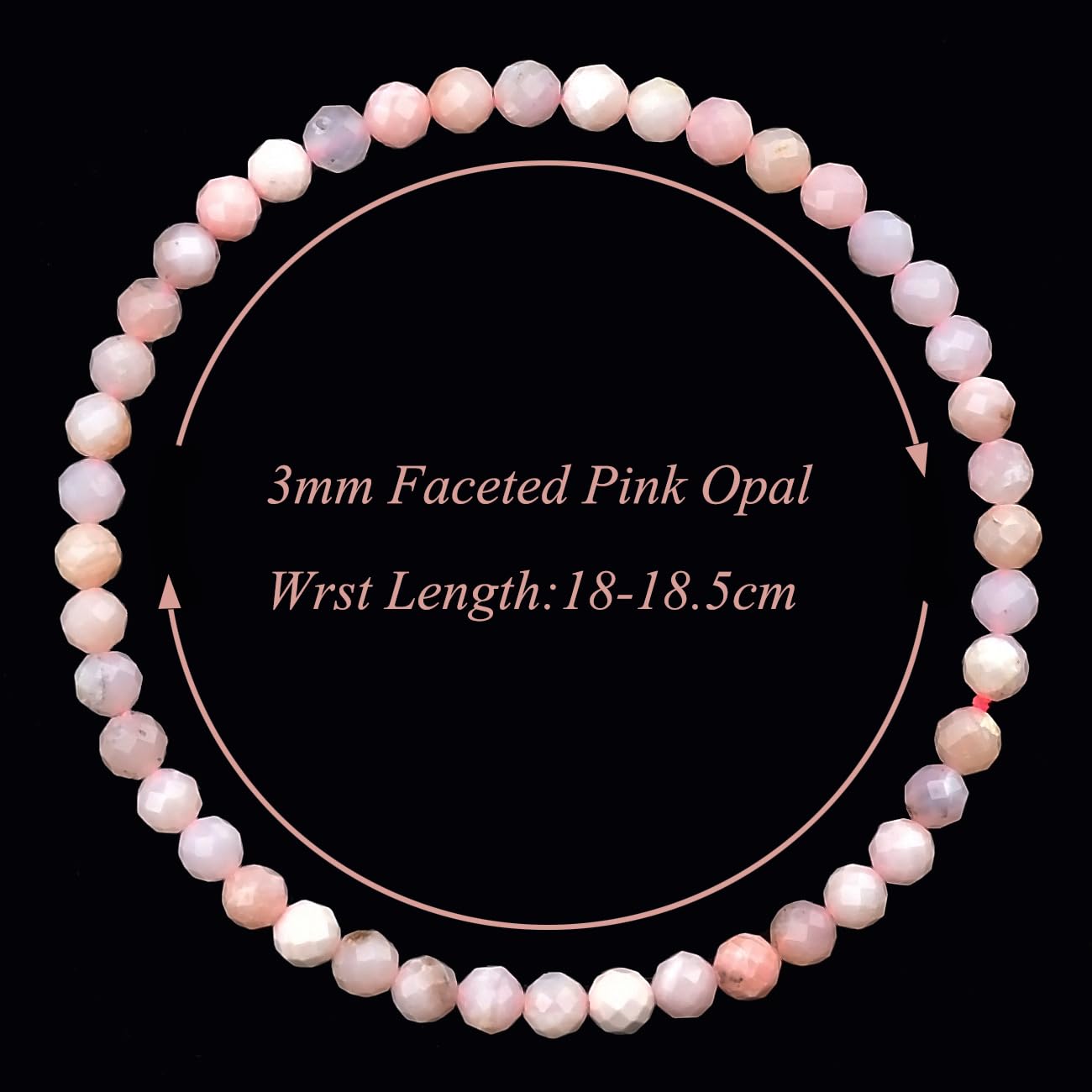 MASSIVE BEADS Natural Genuine Gemstone Beads Healing Crystal Chakra Reiki Jewelry Faceted Round Beads Bracelets (Pink Opal, 3mm)