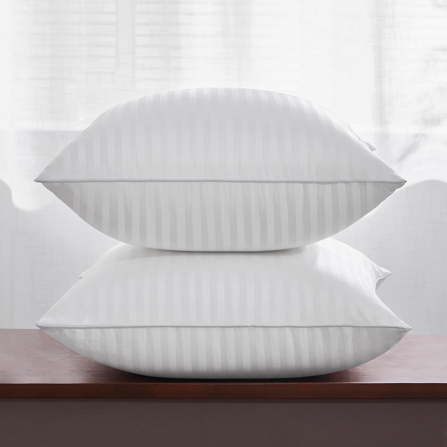 Oubonun 18 x 18 Throw Pillow Inserts, Firm and Fluffy Decorative Square Pillows for Couch Bed Sofa with Soft Cotton Cover White Cushion with Down Alternative Pack of 2