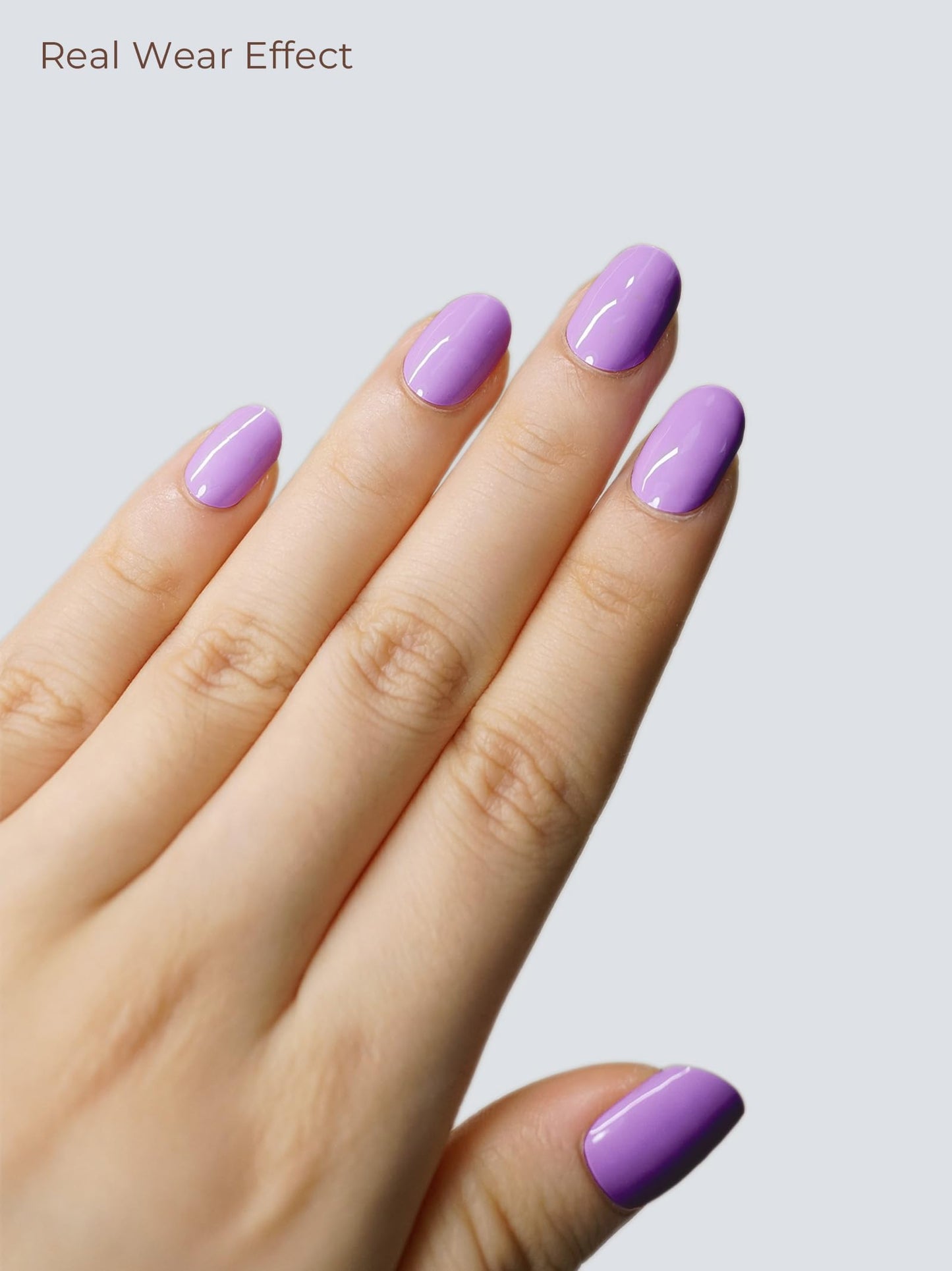 Beaolata Real Gel Nail Strips (No UV Light Needed) - 44Pcs Salon Quality Nail Stickers - Long Lasting Polish Wraps for Women, Easy Apply & Remove (Lilac Dream Purple)