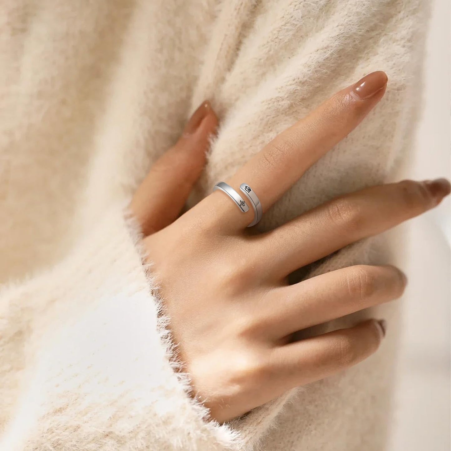 S925 Silver Adjustable Inspirational Ring, Graduation Season Gift, and Women's Encouragement Gift Jewelry