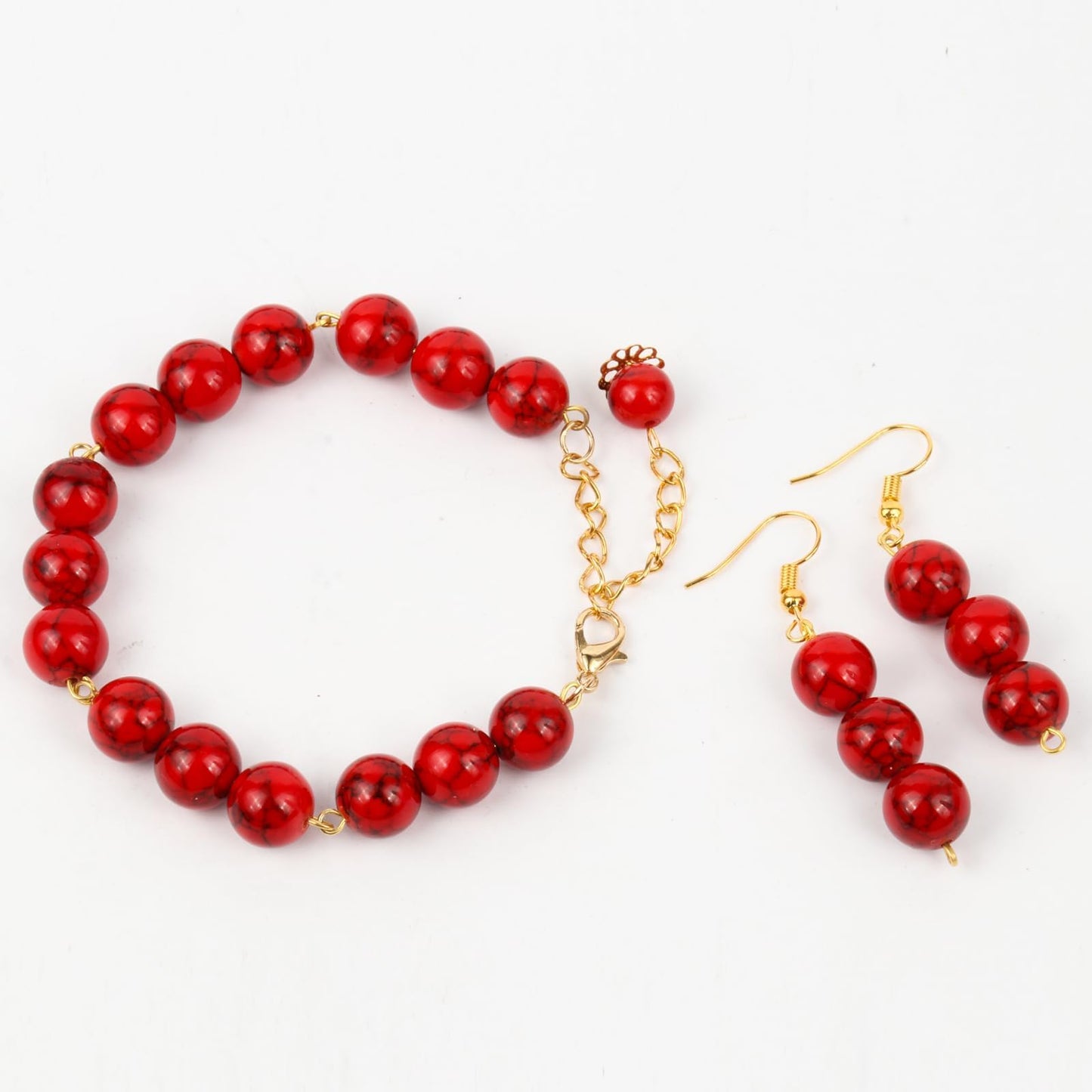 Beads for Bracelets Red Beads 6MM Beads Red Turquoise Bead Crystal Gemstone Beads for Bracelets, Natural Stone Beads for Jewelry Making About 60pcs