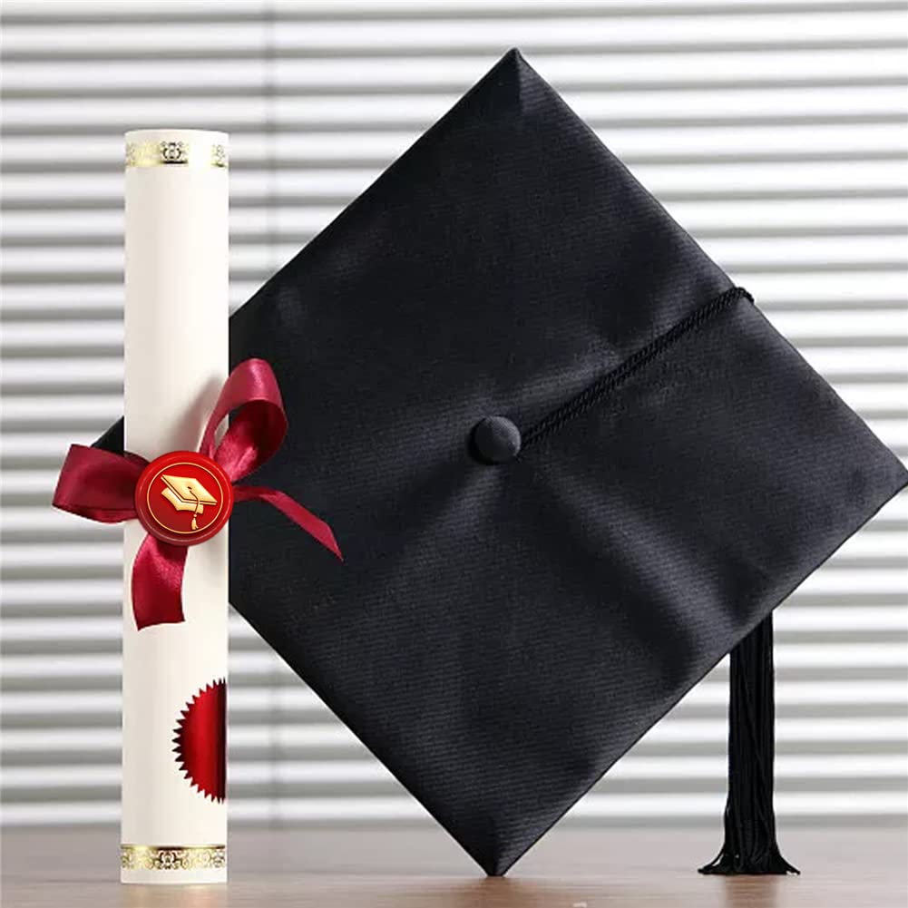 CRASPIRE Graduation Hat Wax Seal Stamp Graduation Sealing Wax Stamps 30mm Retro Vintage Removable Brass Stamp Head with Wood Handle for Wedding Invitations Cards Gift Wrapping