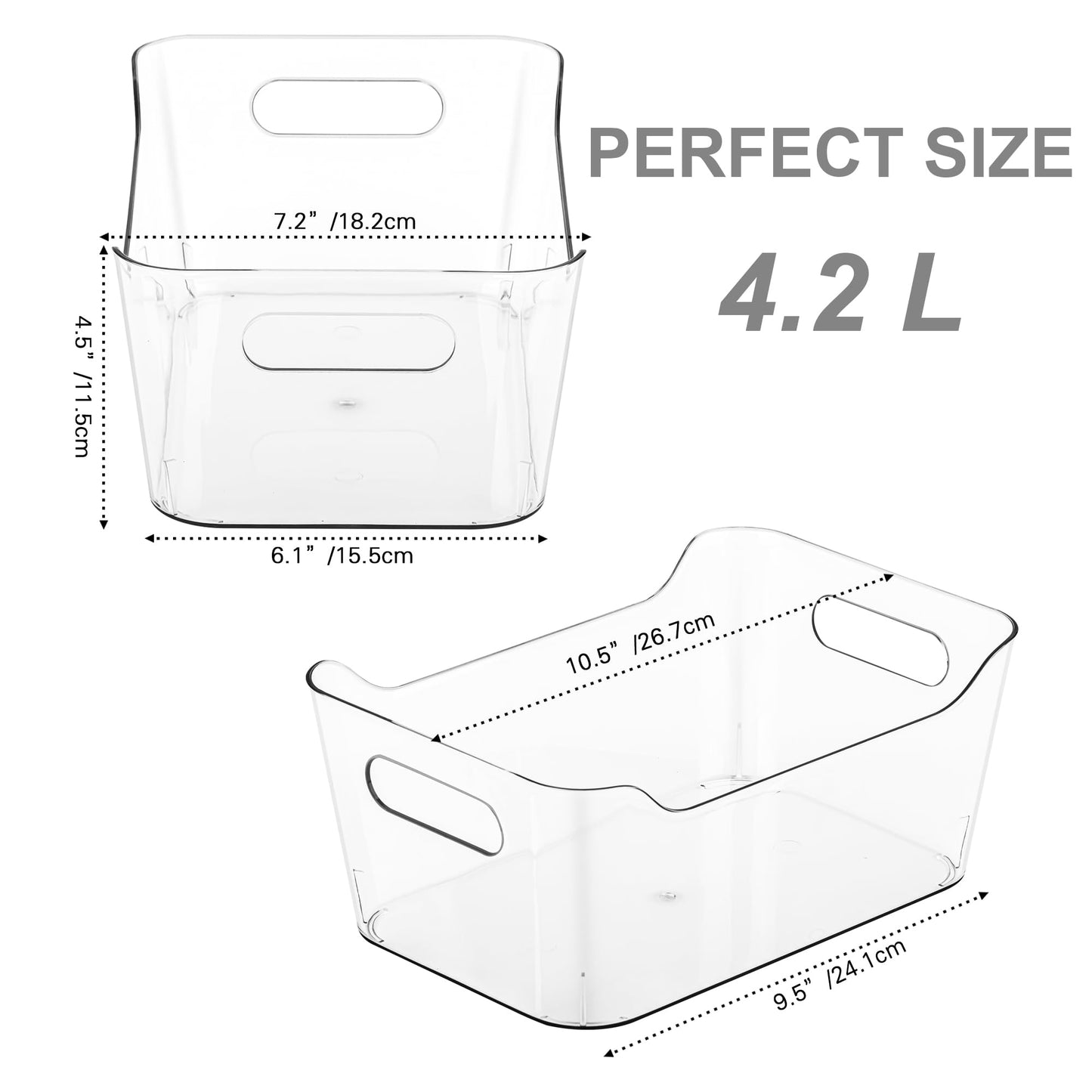 Tiawudi 12 Pack Plastic Storage Bins, Multi-Use Organizer Bins, Pantry Organizer, Clear Storage Containers for Home, Kitchen, Office, Cabinet, Shelf and Fridge Organization