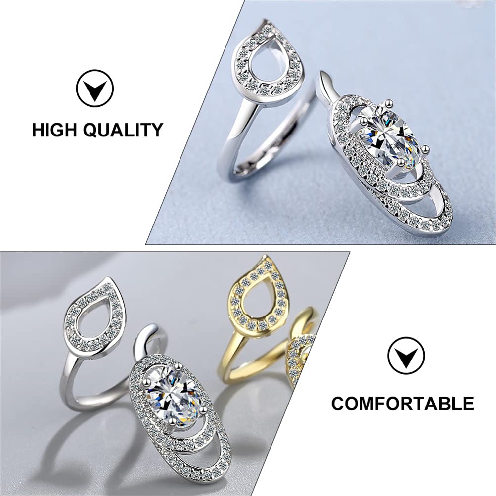 Holibanna Adjustable Open Fingernail Ring Rhinestone Nail Decorative Jewelry for Women Fingertip Nail Ring Party Hand Accessories