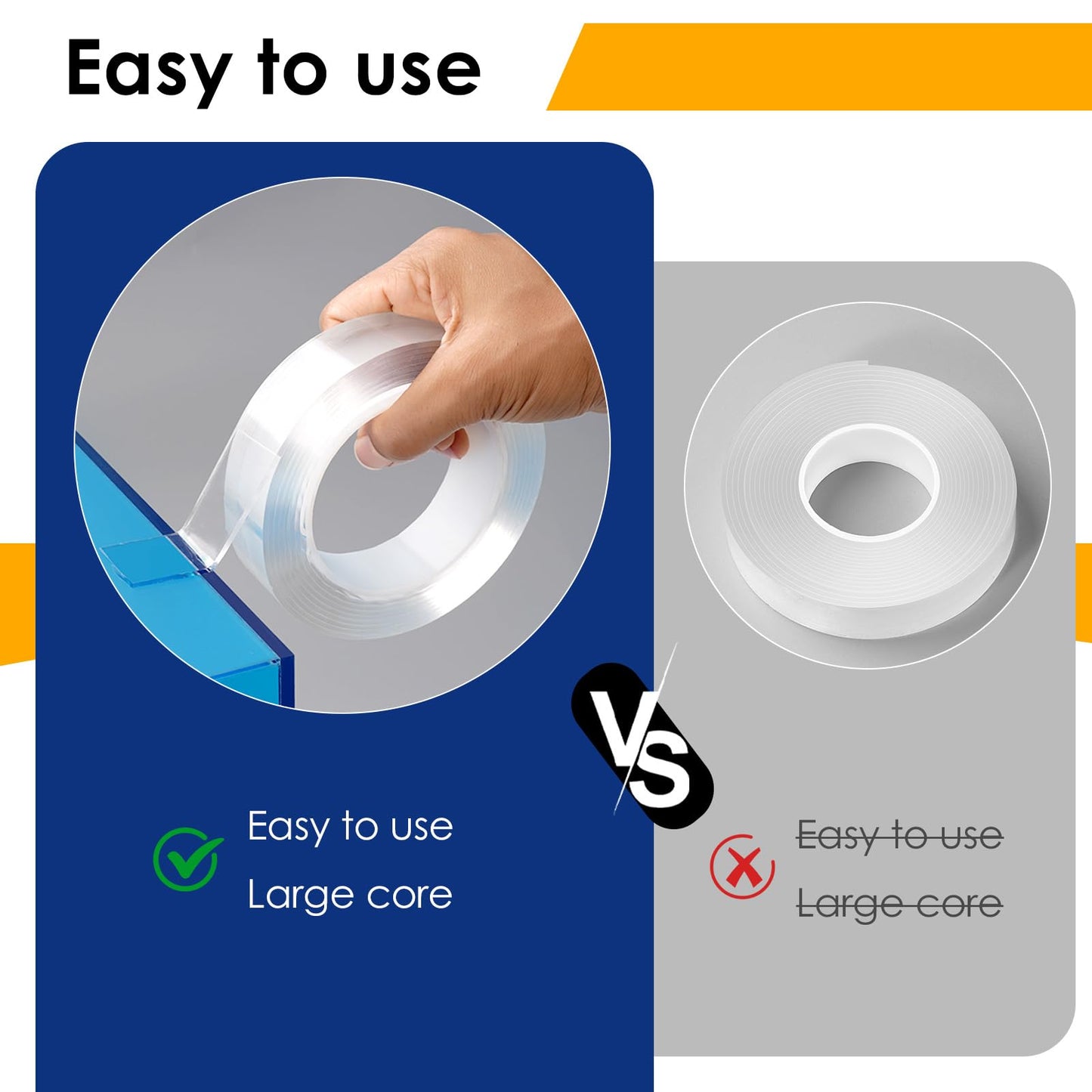 EFOK 10 Packs Double Sided Tape Heavy Duty, Nano Tape Mounting Tape Clear Multipurpose Strong Adhesive Tape for Home, Office, 1.2 in × 9.85 FT