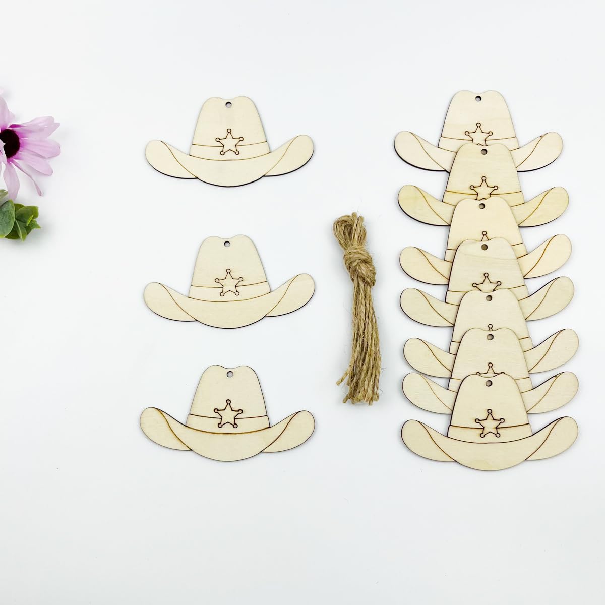 30pcs 4" Unfinished Wooden Cowboy Hat Shaped Ornaments - DIY Crafts Cutouts