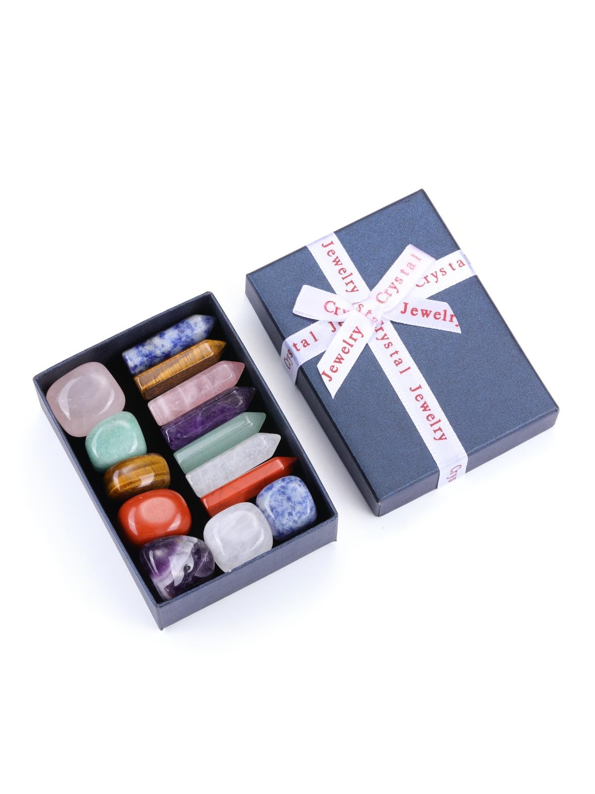 MANIFO Healing Crystals Stones Set in Box, Hexagonal Pointed Crystal Wand with 7 Chakra Tumble Stone for Chakra Meditation Christmas Gifts